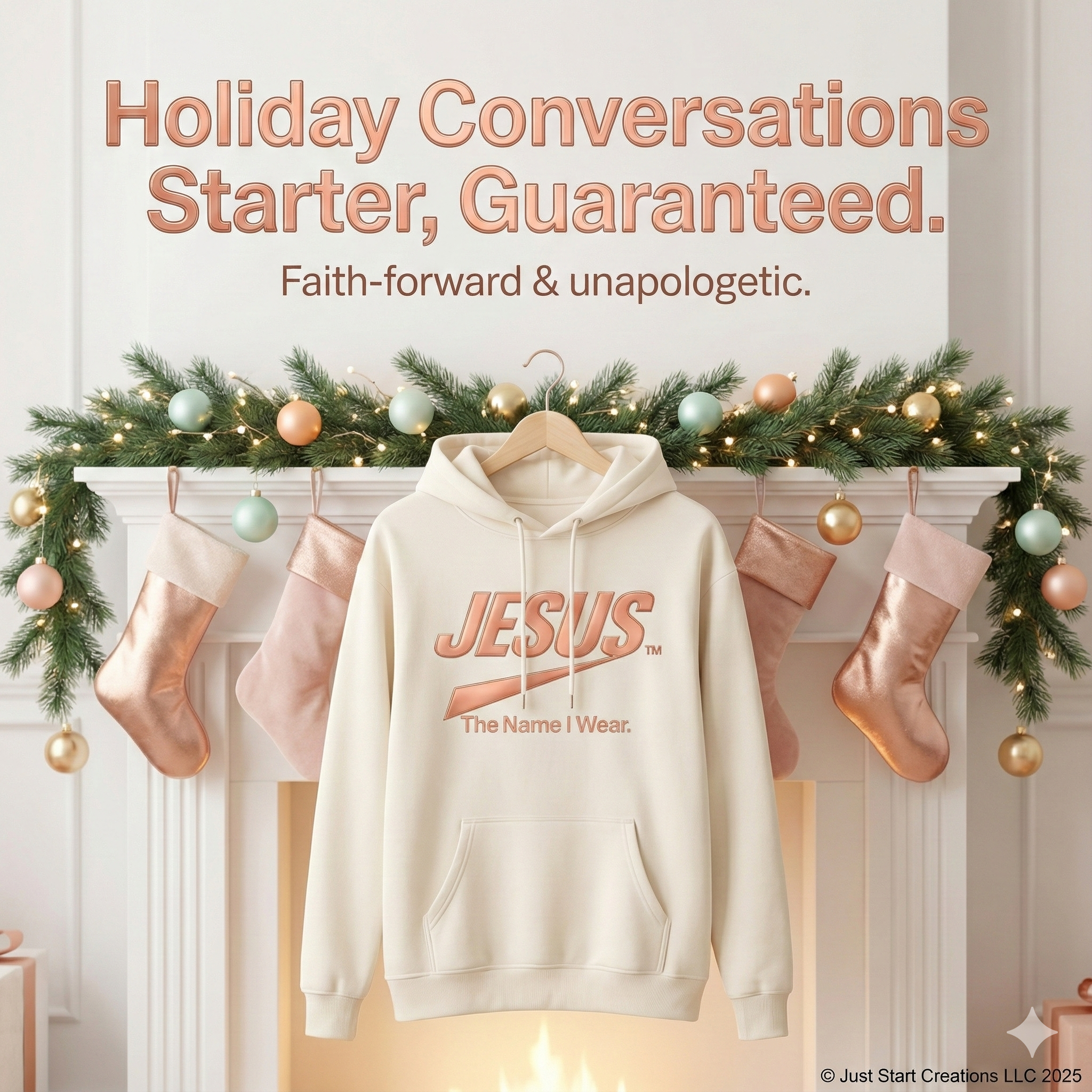 Limited Edition Jesus Hoodie – “The Name I Wear” Rose Gold Christian Hoodie, Holiday Faith Sweatshirt, Unisex Christmas Hoodie product thumbnail image Limited Edition Jesus Hoodie – “The Name I Wear” Rose Gold Christian Hoodie, Holiday Faith Sweatshirt, Unisex Christmas Hoodie product thumbnail image