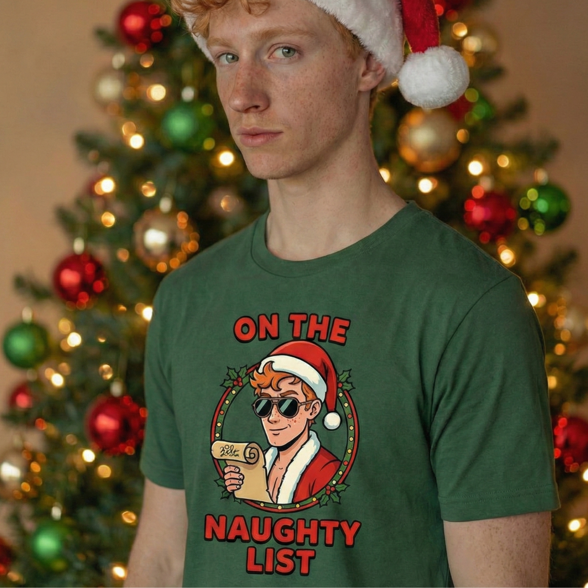 On The Naughty List Christmas Tee — Funny Santa List Holiday T-Shirt