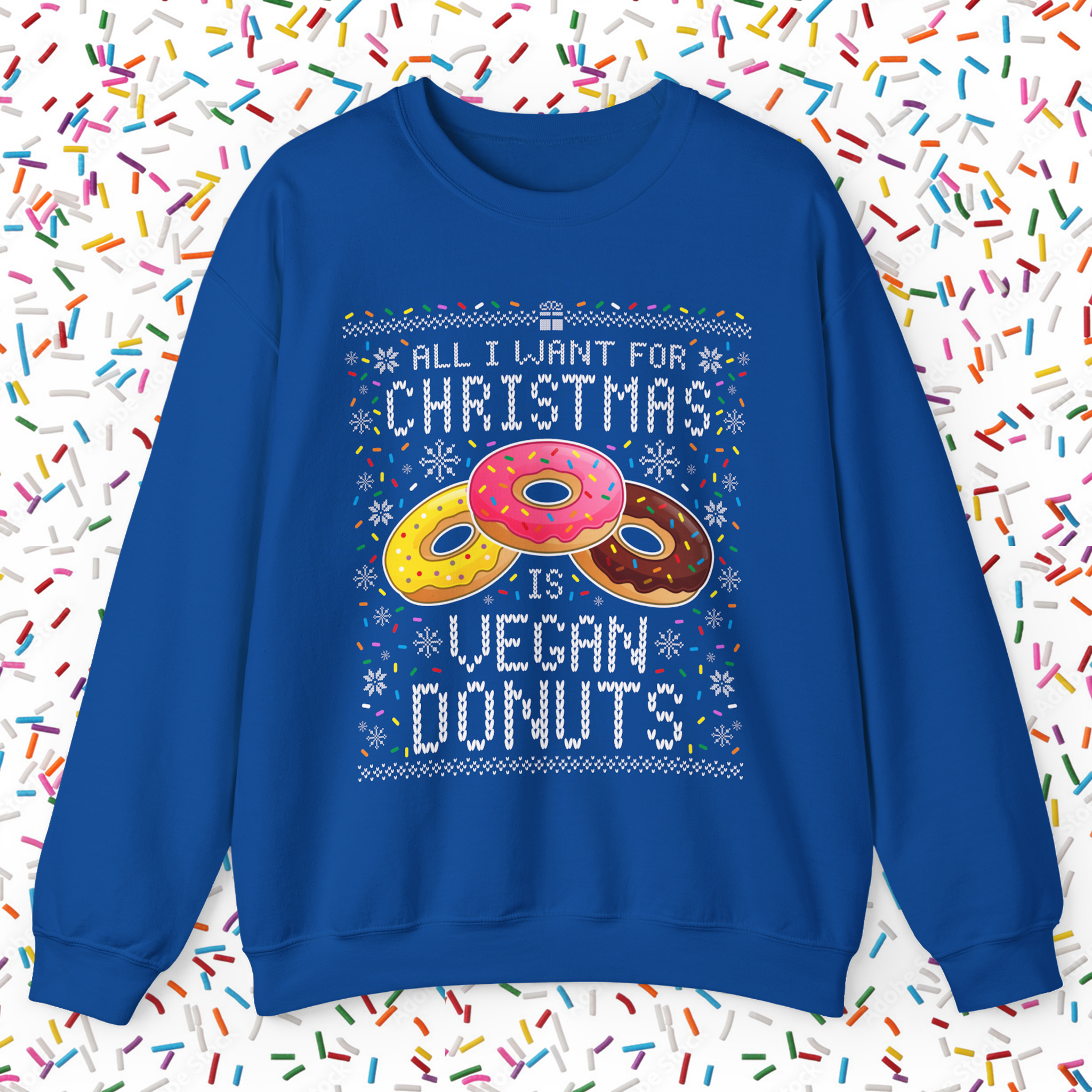 Vegan Donuts Ugly Christmas Sweater Sweatshirt product thumbnail image Vegan Donuts Ugly Christmas Sweater Sweatshirt product thumbnail image