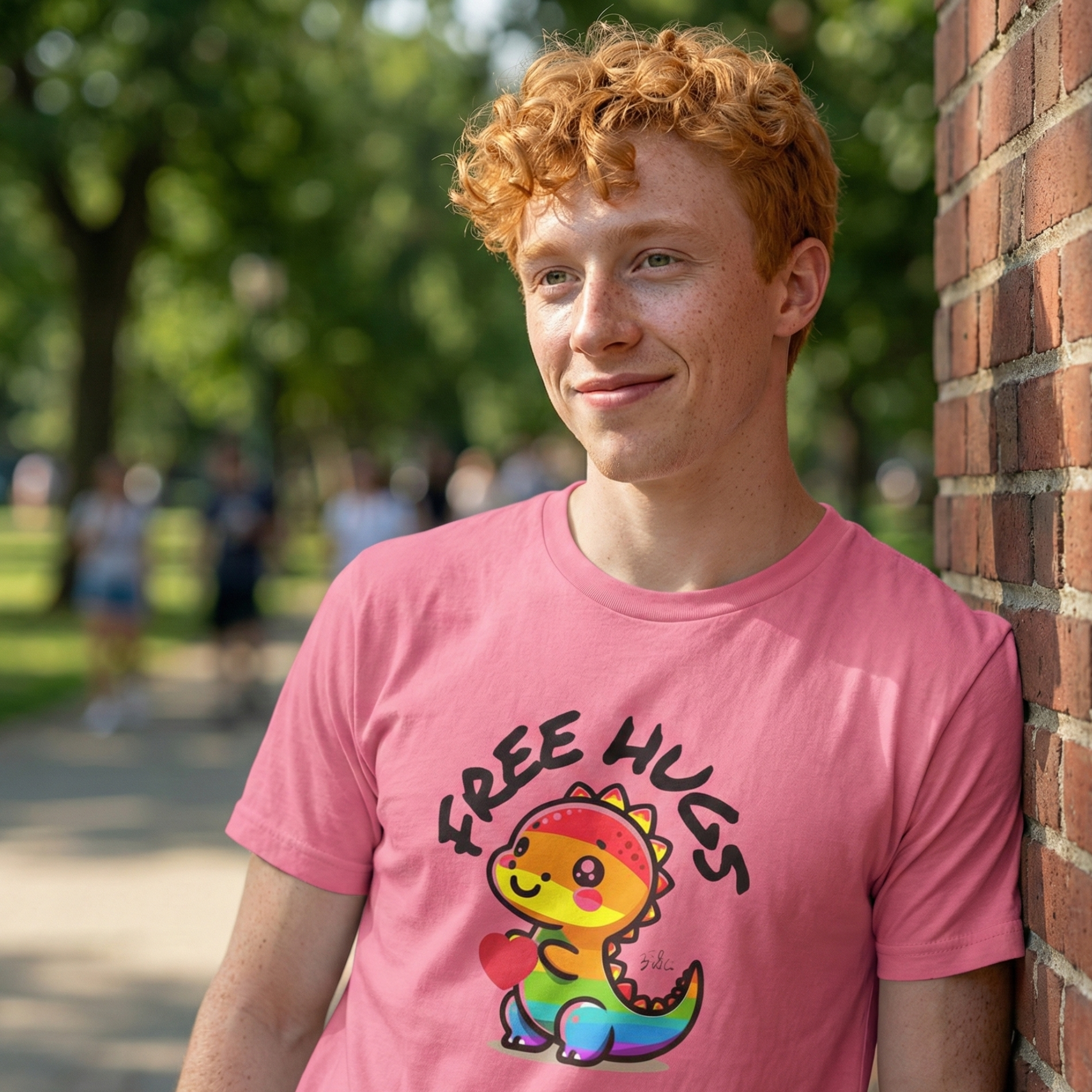 FREE HUGS Rainbow Dinosaur Pride Tee Shirt product thumbnail image FREE HUGS Rainbow Dinosaur Pride Tee Shirt product thumbnail image