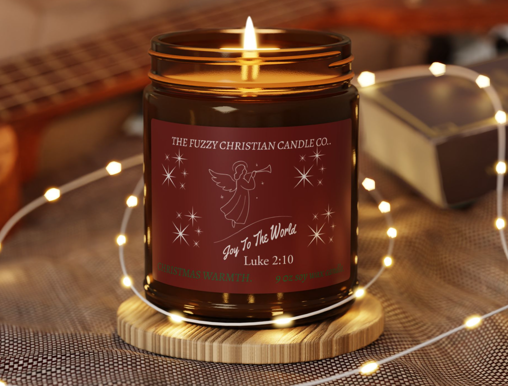 Joy to the World Christmas Warmth Scented Candle , Holiday Soy Cozy Winter Home Décor Gift Candle product thumbnail image