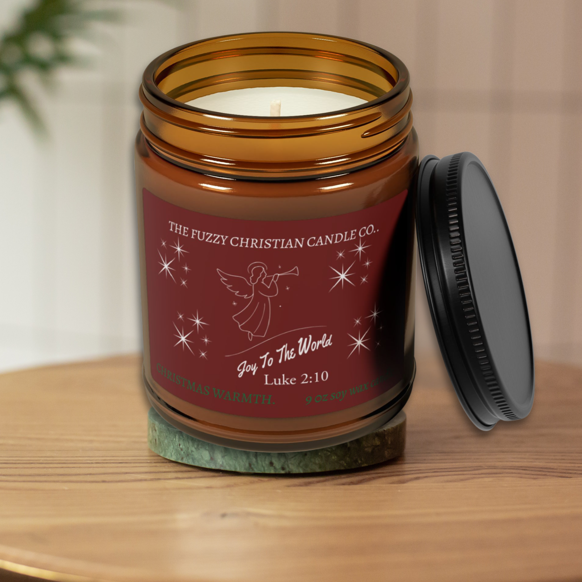 Joy to the World Christmas Warmth Scented Candle , Holiday Soy Cozy Winter Home Décor Gift Candle product thumbnail image