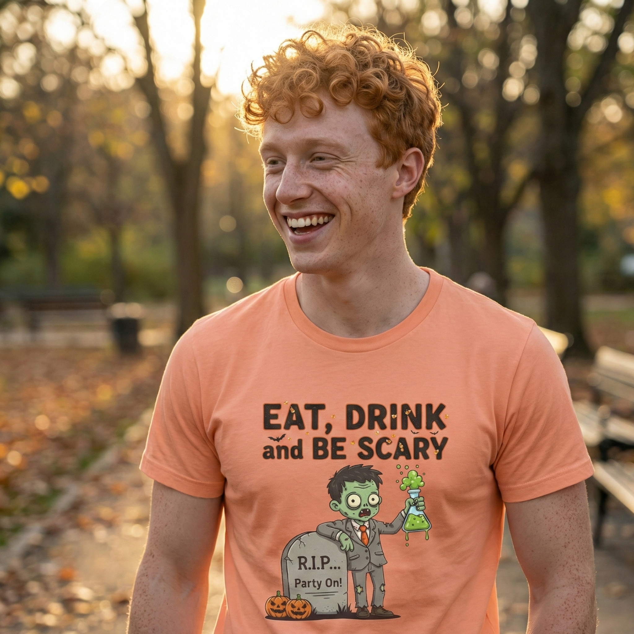 Eat, Drink and Be Scary funny Halloween Unisex Jersey Short Sleeve Tee product thumbnail image