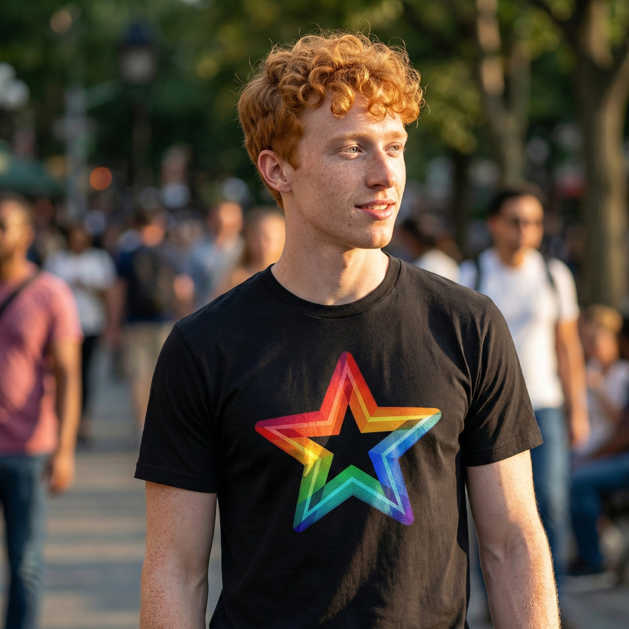 Rainbow Star Unisex Tee for Pride, Casual Wear, Festivals, LGBTQ+ Events, Everyday Use product thumbnail image Rainbow Star Unisex Tee for Pride, Casual Wear, Festivals, LGBTQ+ Events, Everyday Use product thumbnail image