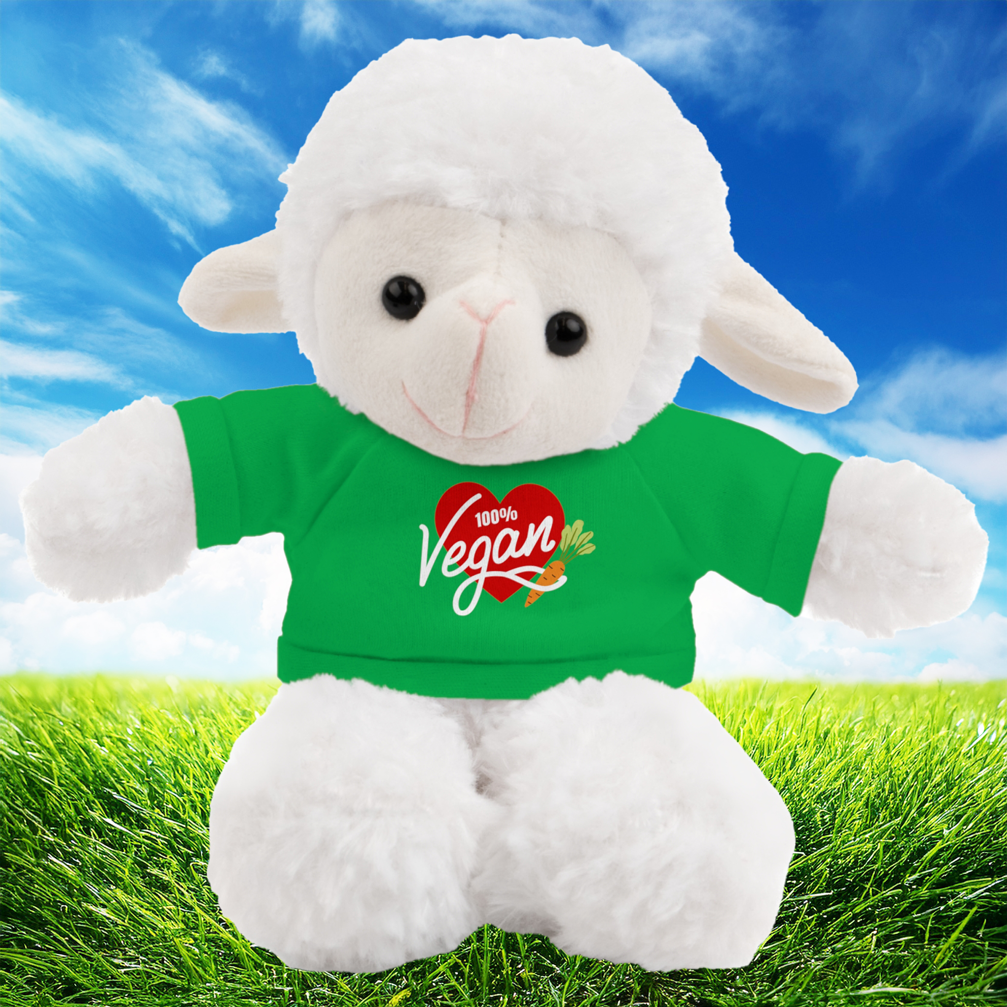 Plush Sheep with Vegan Tee product thumbnail image Plush Sheep with Vegan Tee product thumbnail image