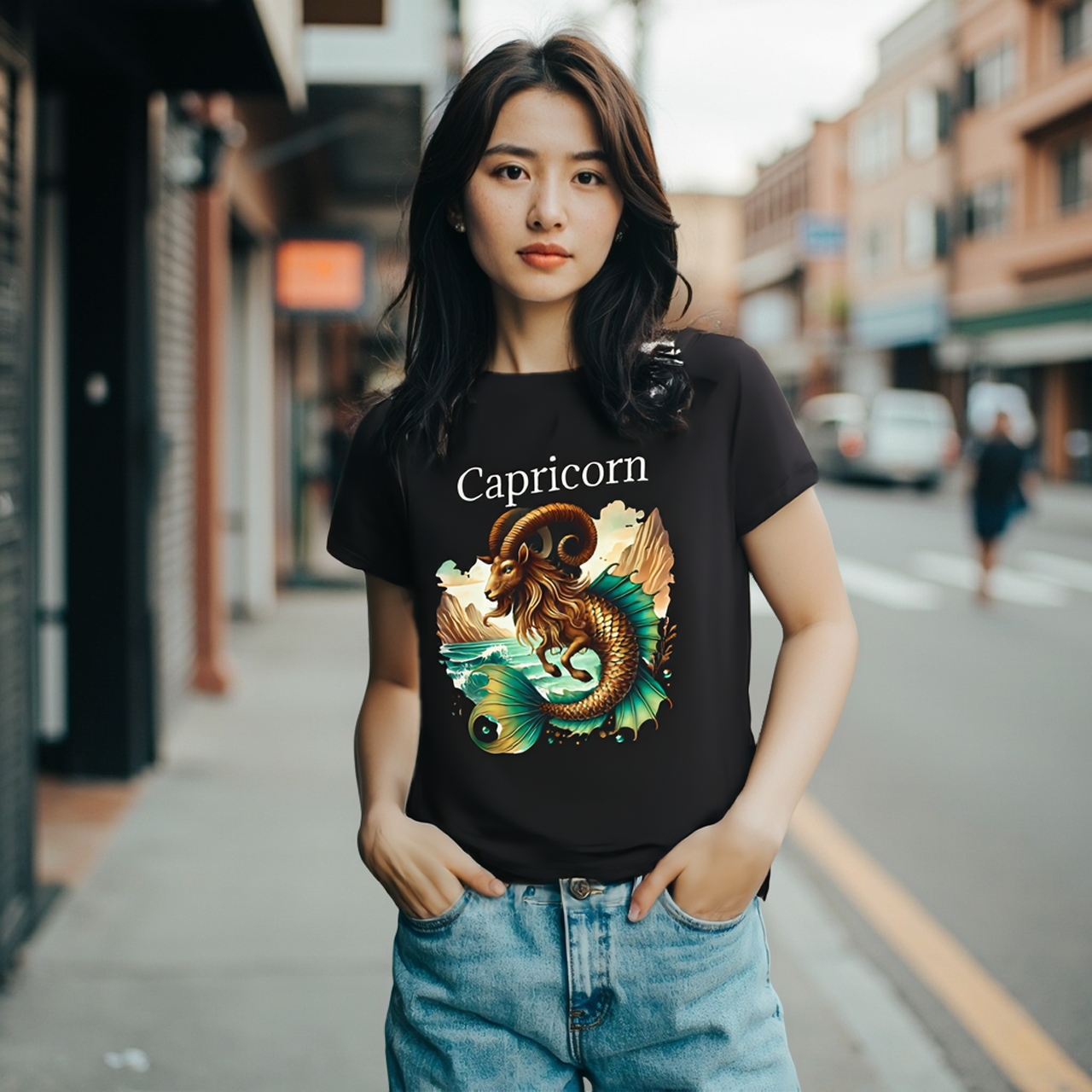 Capricorn Zodiac Tee — Astrology T-Shirt by Roger Sampson product thumbnail image Capricorn Zodiac Tee — Astrology T-Shirt by Roger Sampson product thumbnail image