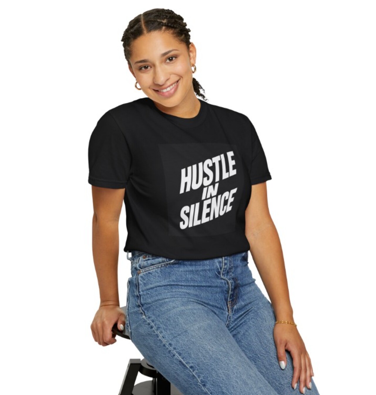 Hustle In Silence Graphic T-Shirt — Motivational Streetwear Tee product thumbnail image Hustle In Silence Graphic T-Shirt — Motivational Streetwear Tee product thumbnail image