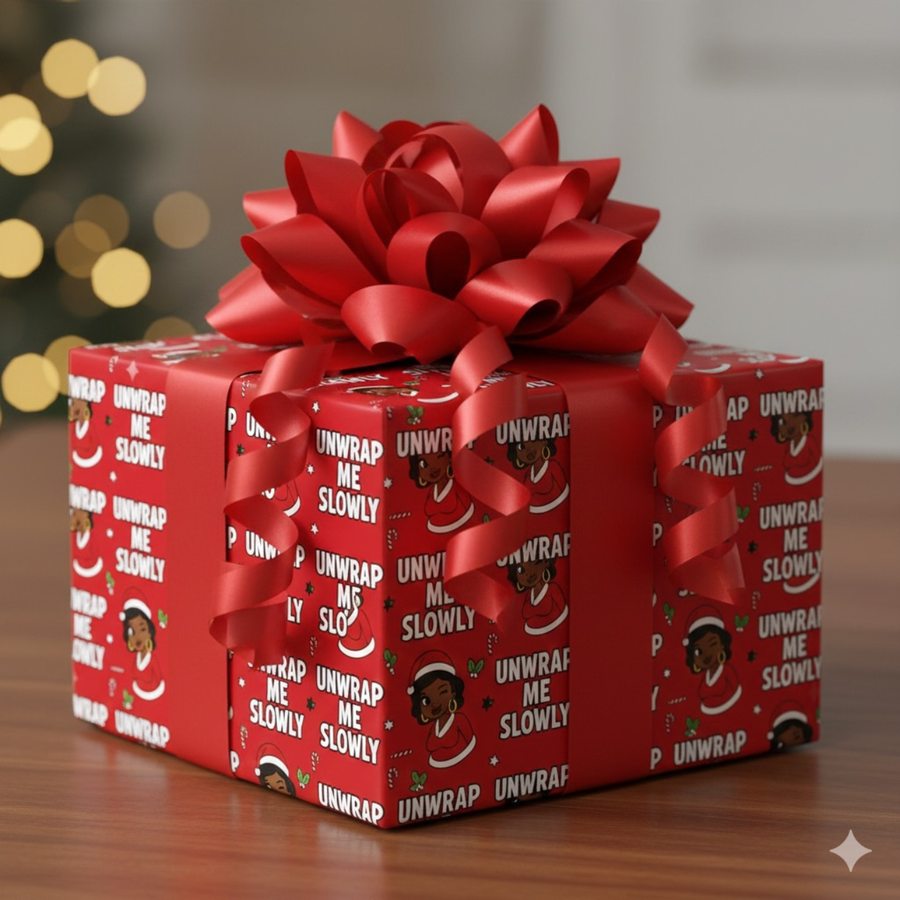 Unwrap Me Slowly -Red, Dirty Santa Limited Edition-Christmas Wrapping Paper product thumbnail image