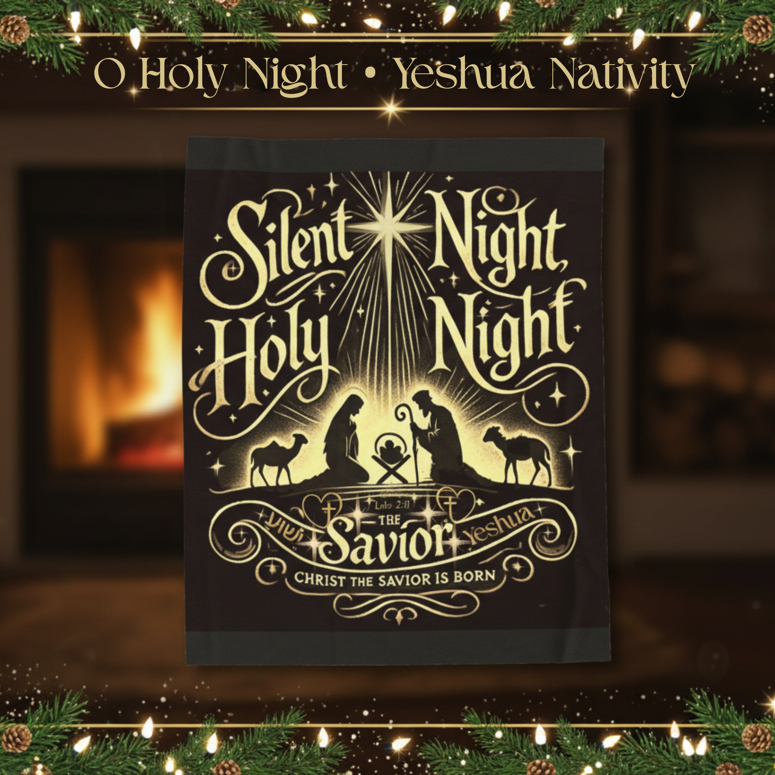 O Holy Night Yeshua Throw Blanket/ Christian Christmas Nativity Blanket/ Cozy Velveteen Plush throw product thumbnail image O Holy Night Yeshua Throw Blanket/ Christian Christmas Nativity Blanket/ Cozy Velveteen Plush throw product thumbnail image