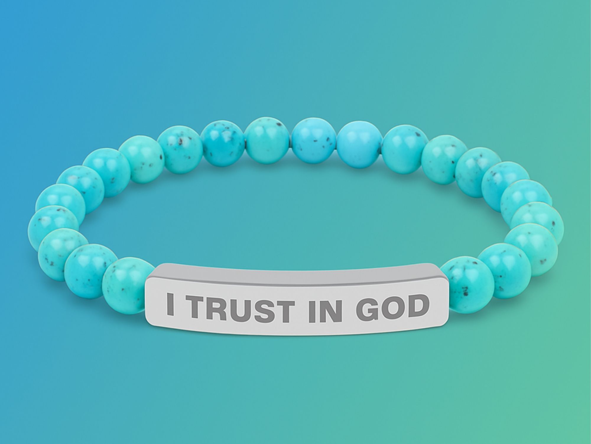 Engraved 'I Trust In God' Natural Stone Stretch Bracelet product thumbnail image
