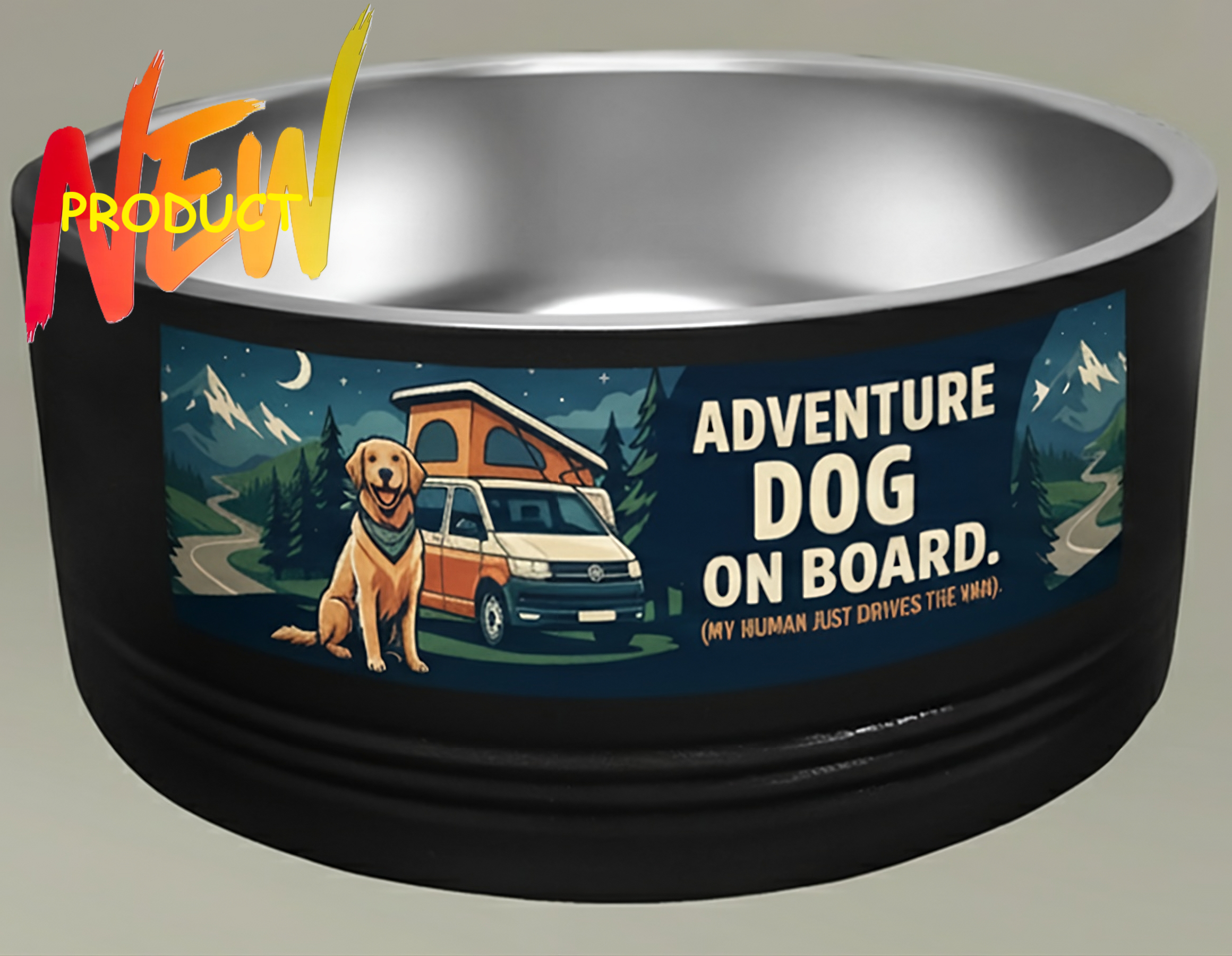 Pet Bowl — "Adventure Dog On Board " 18oz Camper & Hiking Dog Travel Bowl Pet Bowl — "Adventure Dog On Board " 18oz Camper & Hiking Dog Travel Bowl