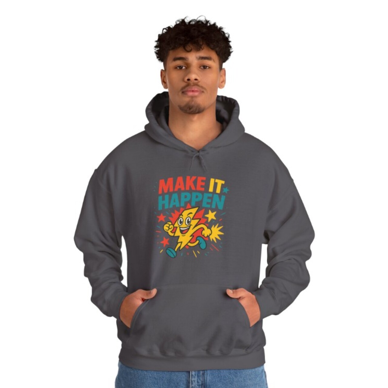 Make It Happen Hoodie — Motivational Retro Star Graphic Hoodie product thumbnail image