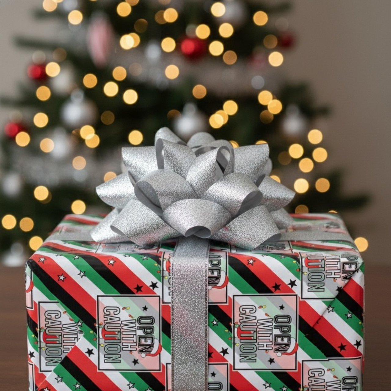 Open With Caution Adult Humor (Diry Santa)-Christmas Wrapping Paper product thumbnail image