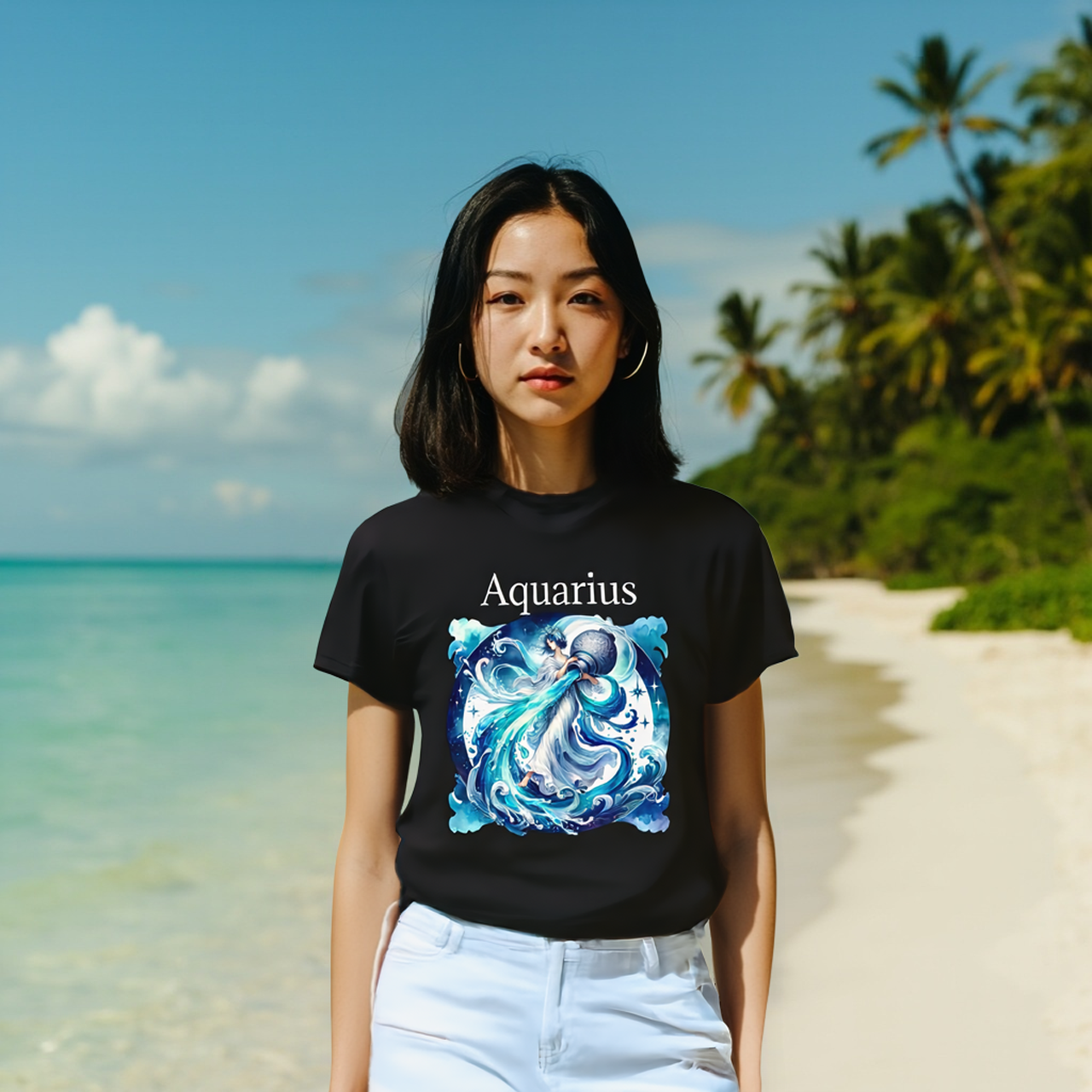 Aquarius Zodiac Tee — Astrology T-Shirt by Roger Sampson product thumbnail image