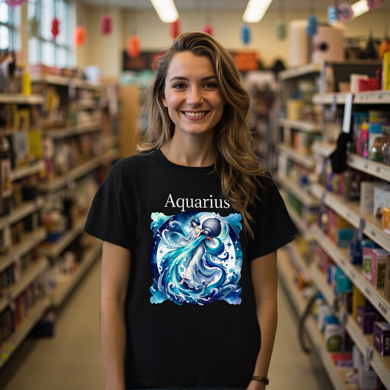 Aquarius Zodiac Tee — Astrology T-Shirt by Roger Sampson product thumbnail image