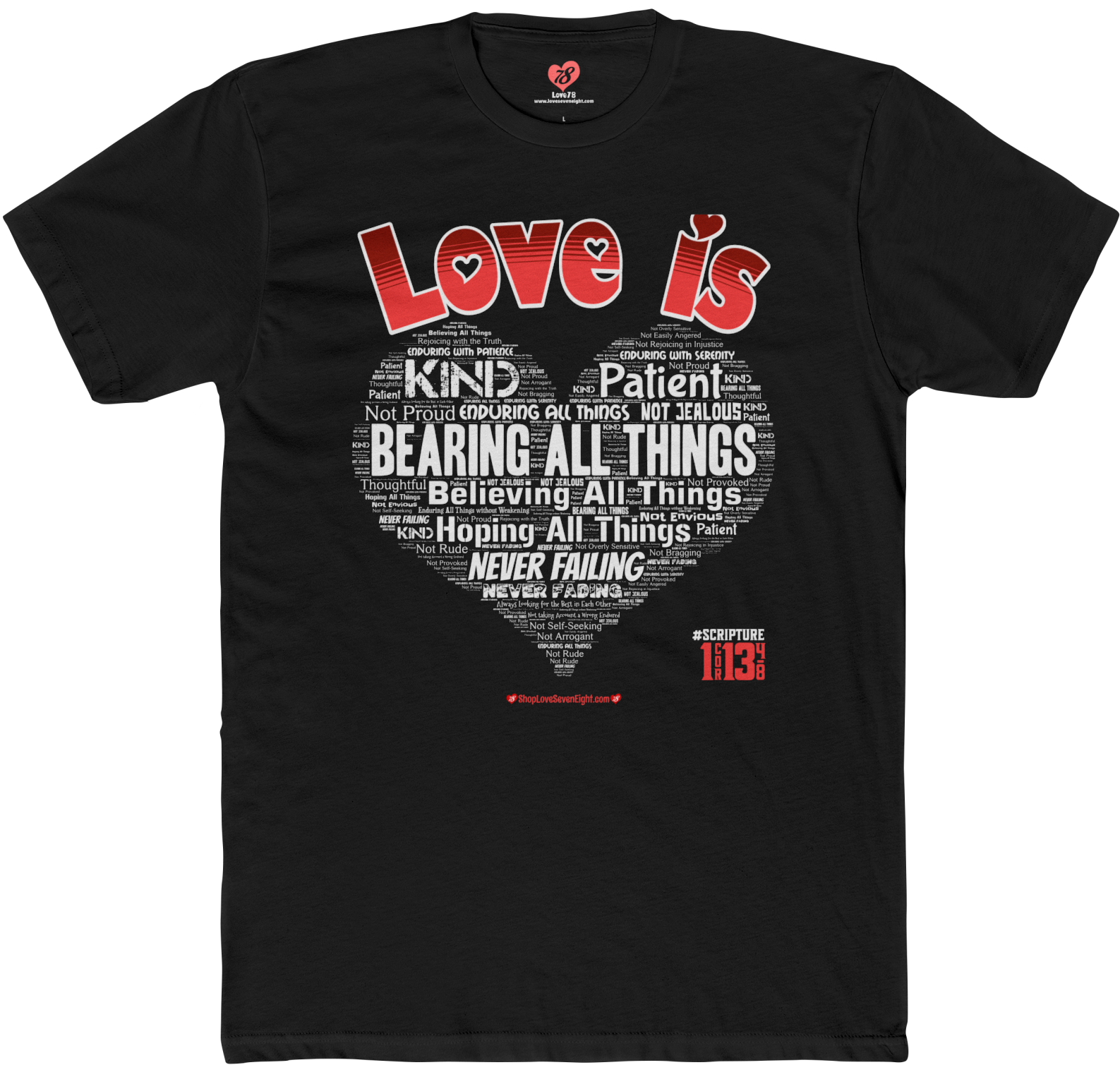 #LoveIs - Love Is - 1 Corinthians 13:4-8 - Dark Shirt - Christian TShirt - Unisex Short Sleeve Shirt Minimalist Code Snippet Tee Subtle Programming Print Crew Neck product thumbnail image #LoveIs - Love Is - 1 Corinthians 13:4-8 - Dark Shirt - Christian TShirt - Unisex Short Sleeve Shirt Minimalist Code Snippet Tee Subtle Programming Print Crew Neck product thumbnail image