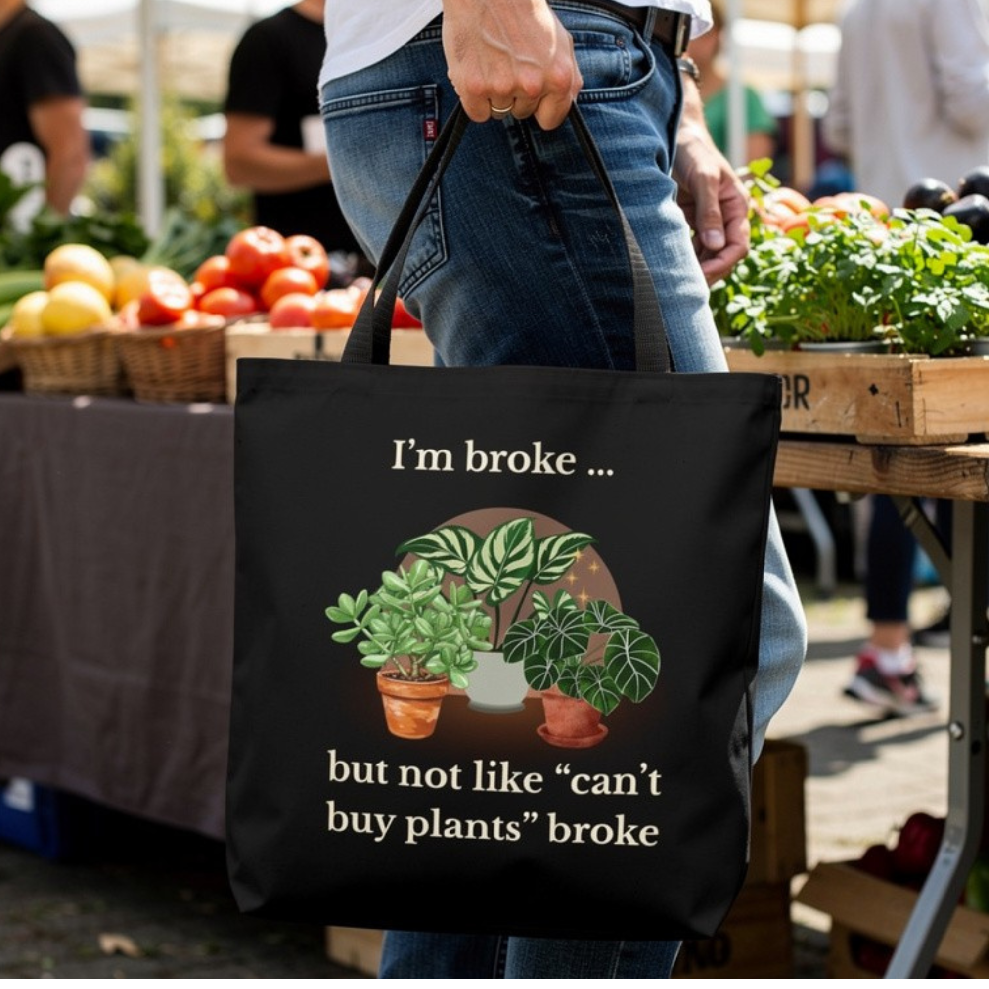Funny Plant Lover Tote - Broke Plant Parent Bag