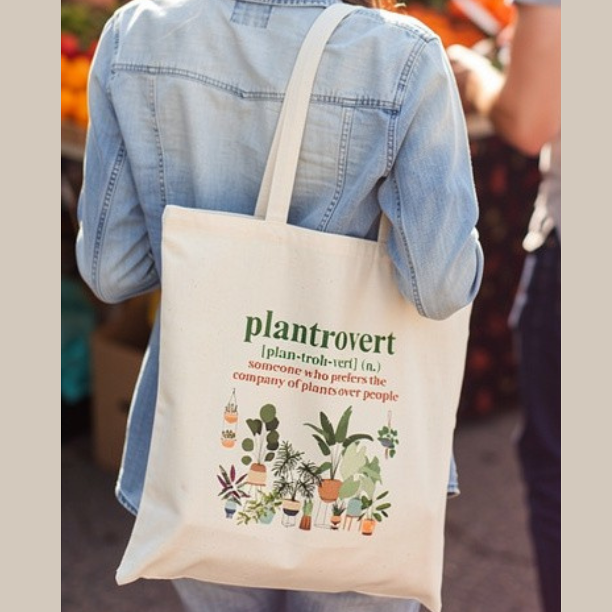 Plantrovert Tote Bag | Funny Plant Lover Gift | Reusable Shopping Bag | Plant Mom Tote | Houseplant Gift | Farmer's Market Bag