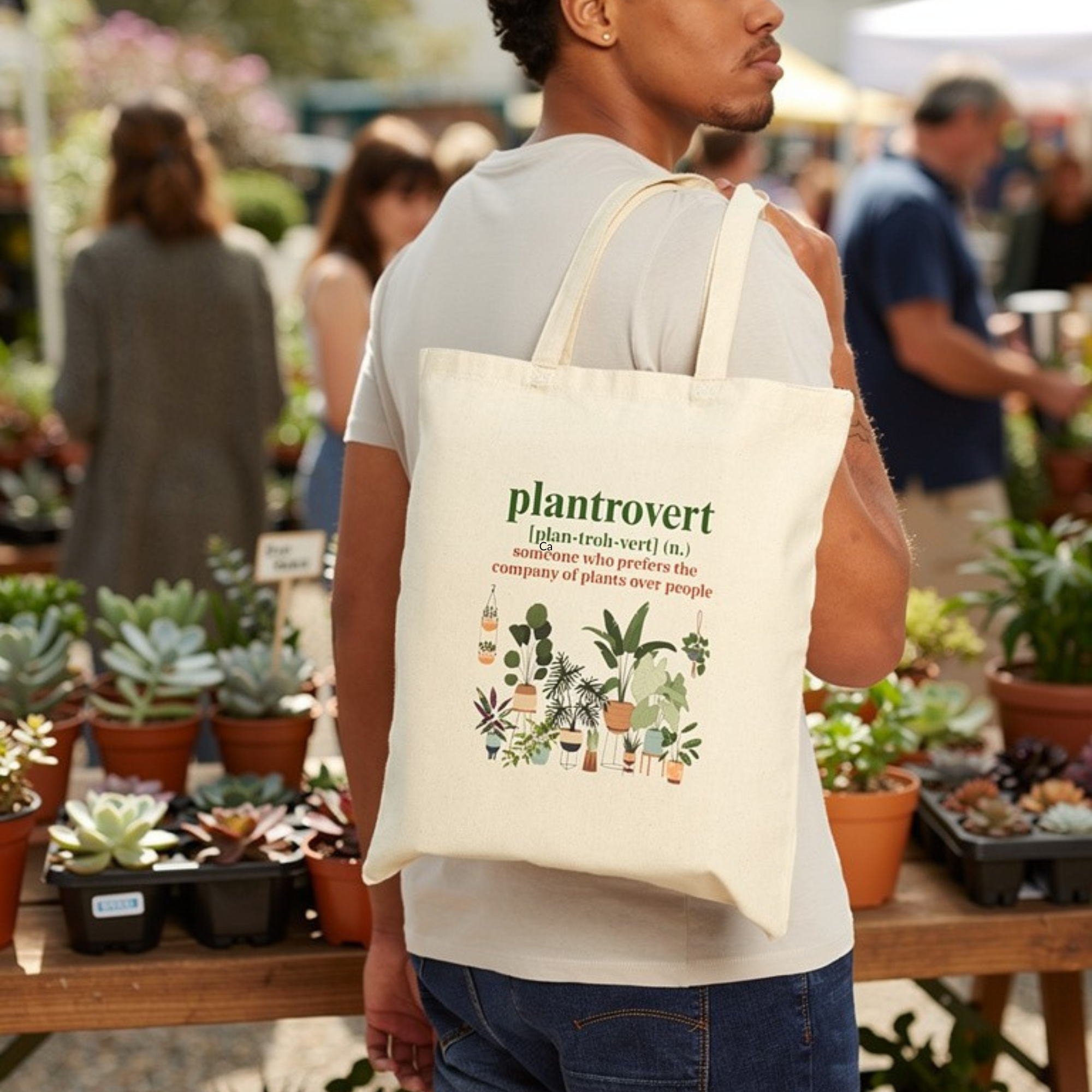 Plantrovert Tote Bag | Funny Plant Lover Gift | Reusable Shopping Bag | Plant Mom Tote | Houseplant Gift | Farmer's Market Bag product thumbnail image