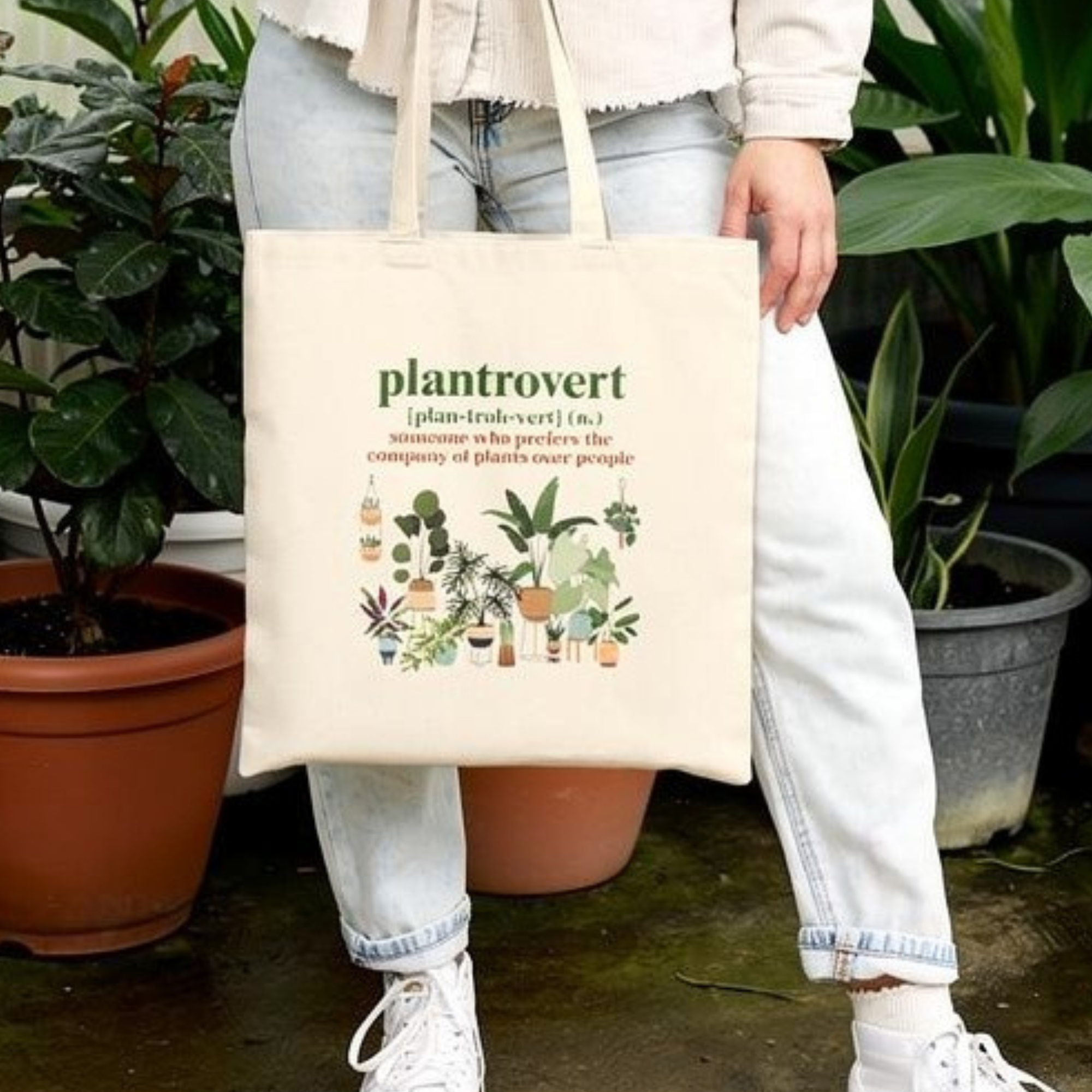 Plantrovert Tote Bag | Funny Plant Lover Gift | Reusable Shopping Bag | Plant Mom Tote | Houseplant Gift | Farmer's Market Bag product thumbnail image Plantrovert Tote Bag | Funny Plant Lover Gift | Reusable Shopping Bag | Plant Mom Tote | Houseplant Gift | Farmer's Market Bag product thumbnail image