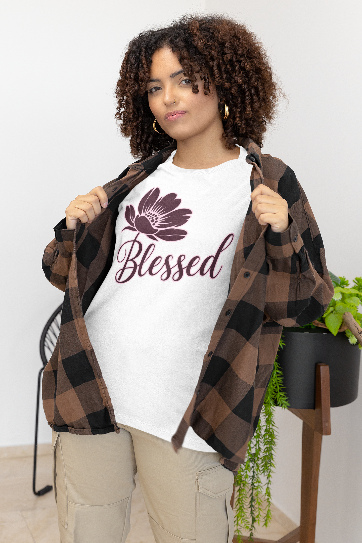 Blessed Floral T-Shirt — Script Typography Faith Tee product thumbnail image Blessed Floral T-Shirt — Script Typography Faith Tee product thumbnail image