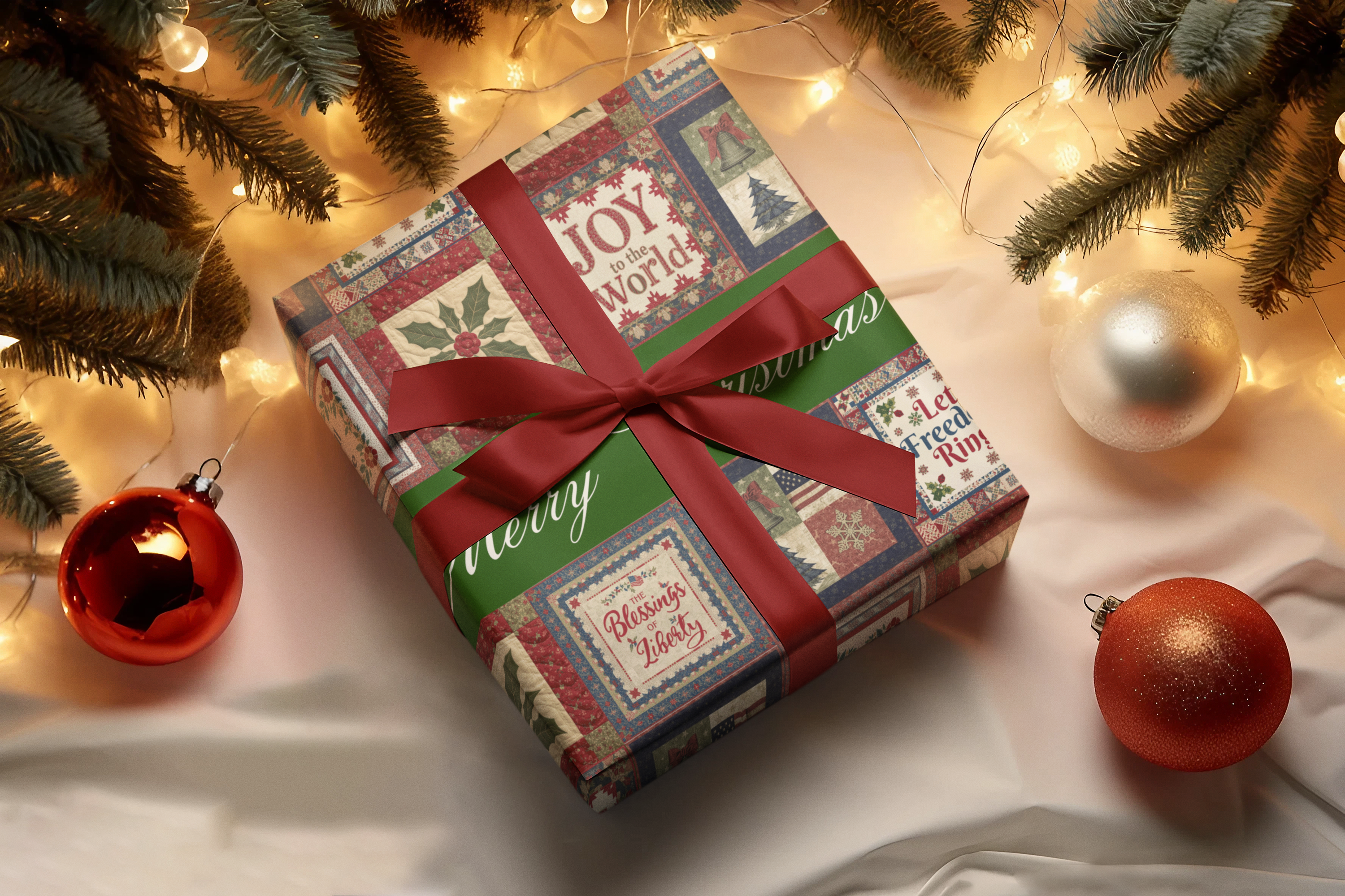 Liberty Americana Quilt Christmas Gift Wrap product thumbnail image Liberty Americana Quilt Christmas Gift Wrap product thumbnail image