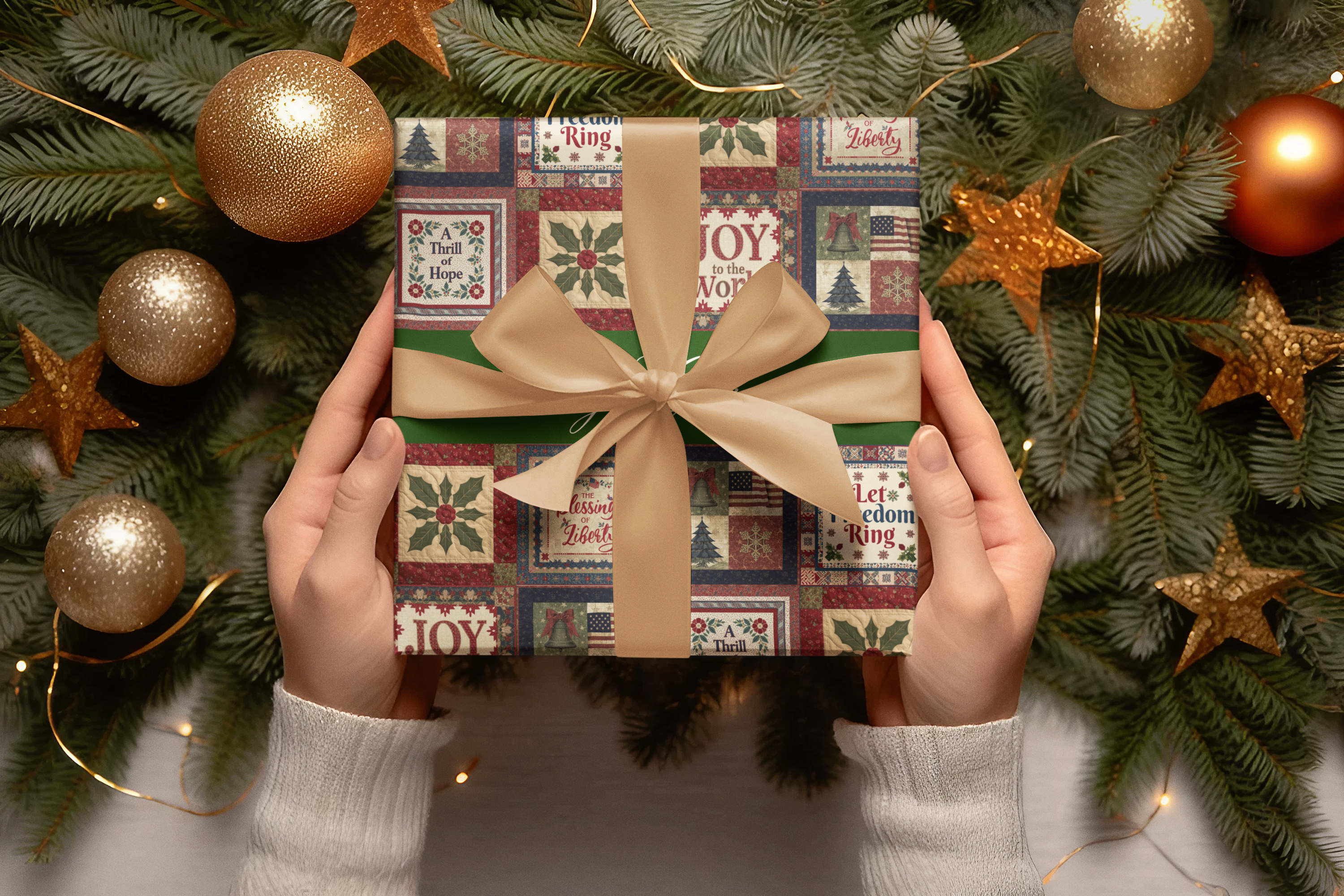 Liberty Americana Quilt Christmas Gift Wrap product thumbnail image Liberty Americana Quilt Christmas Gift Wrap product thumbnail image