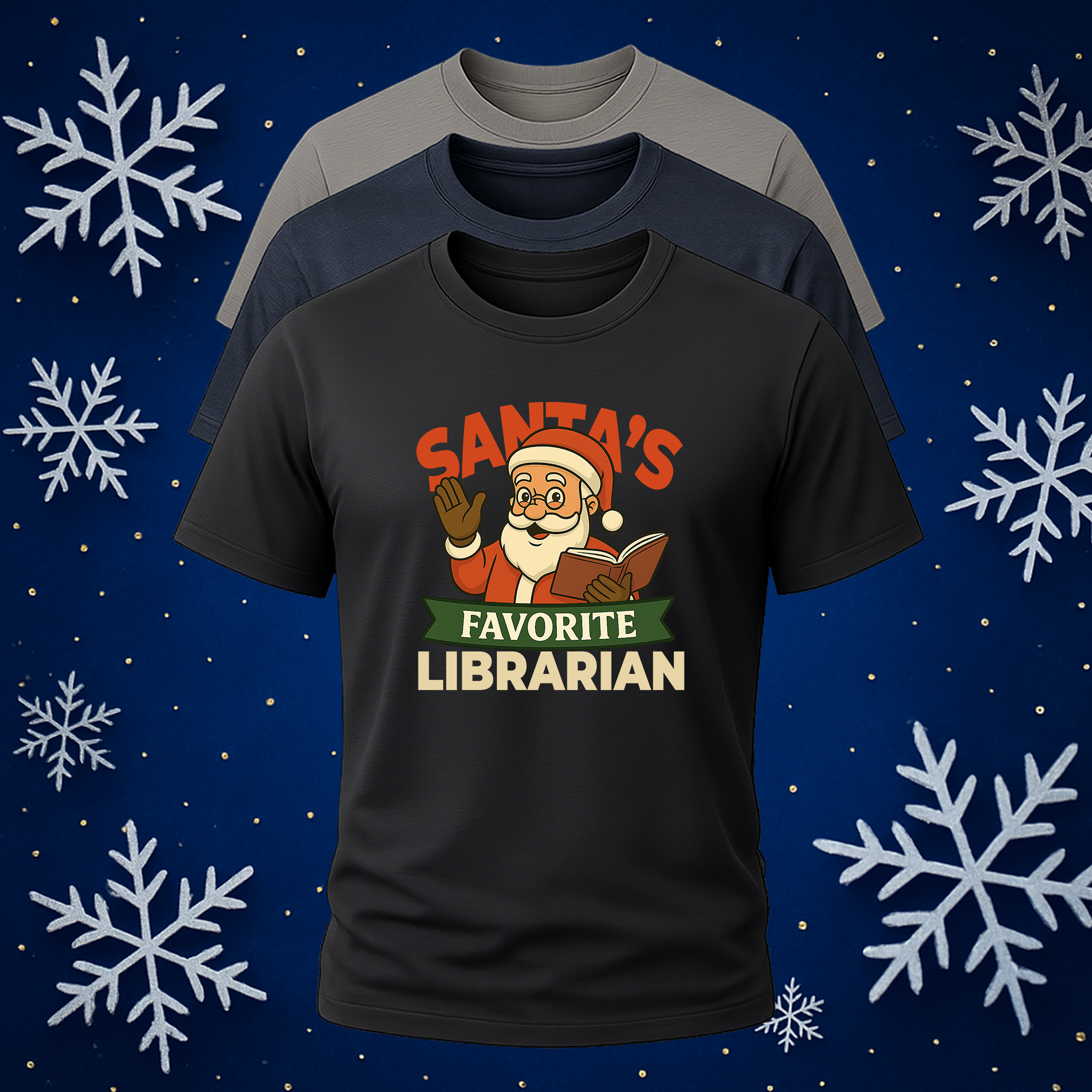 Santa's Favorite Librarian T-Shirt — Christmas Librarian Tee