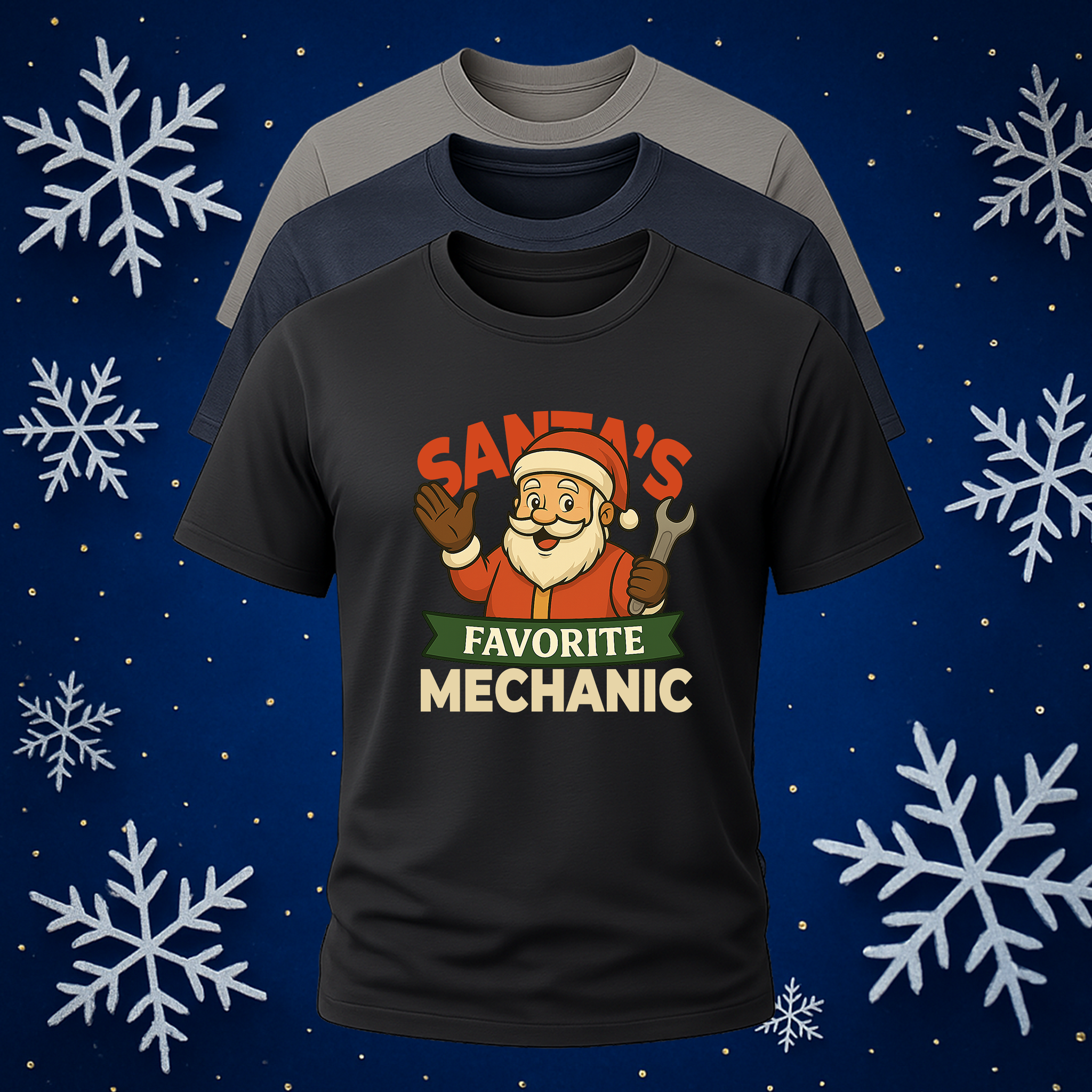 Santa’s Favorite Mechanic T-Shirt product thumbnail image Santa’s Favorite Mechanic T-Shirt product thumbnail image