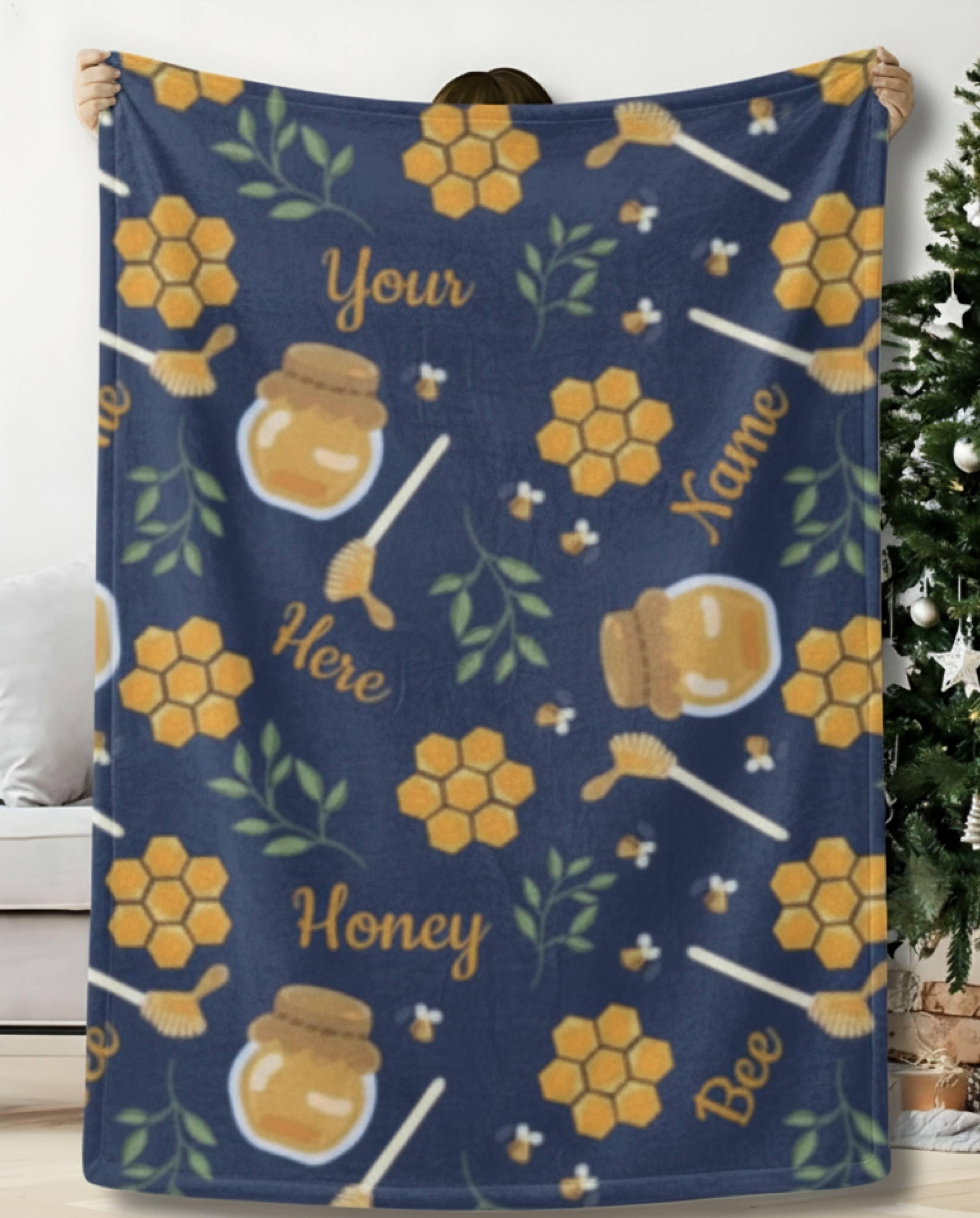 Personalized, Custom gift, Personal Name Velveteen Plush Blanket gifts idea  product thumbnail image