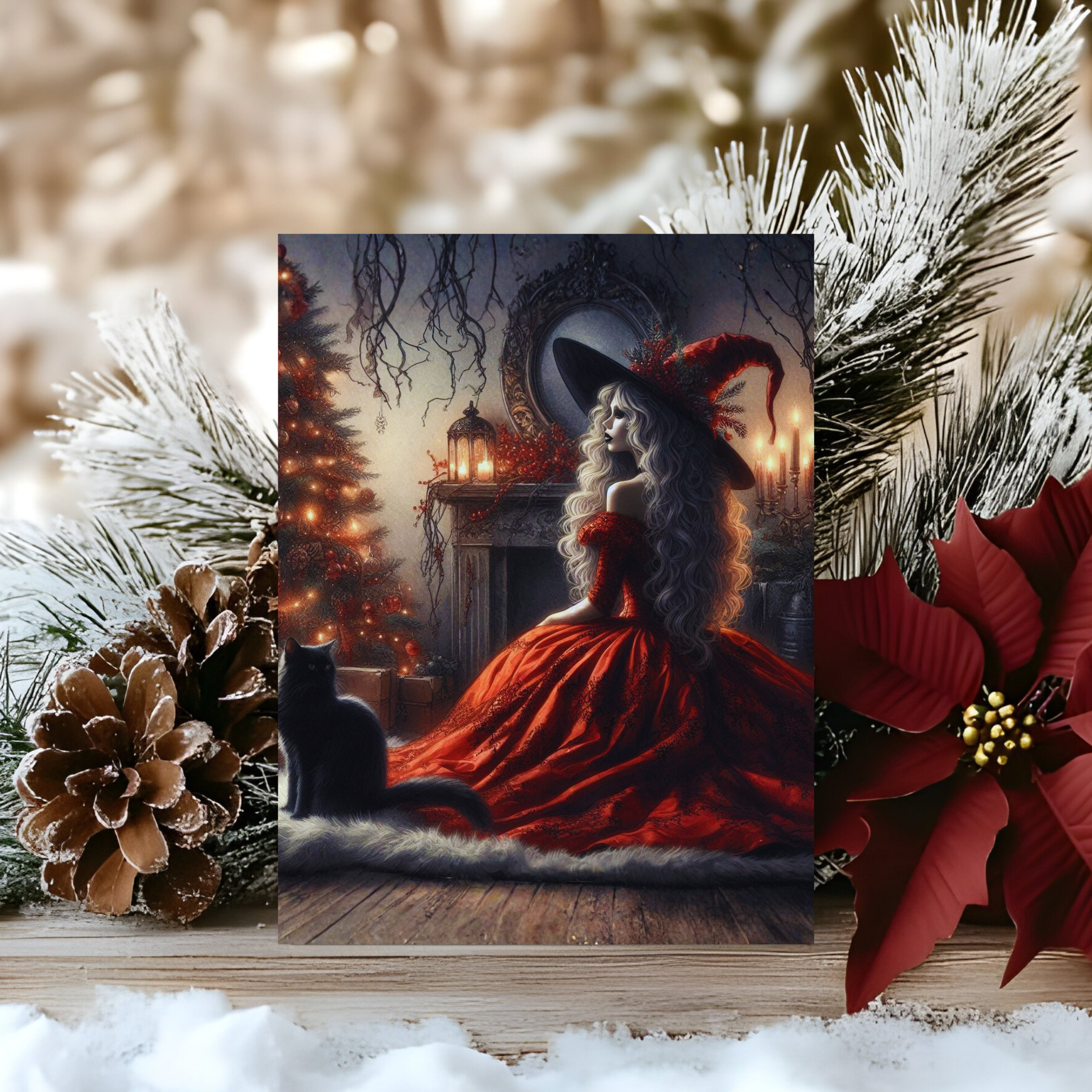 (U.S.) Greeting Cards — Witch in Red Holiday Card Set (8/16/24 pcs) product thumbnail image (U.S.) Greeting Cards — Witch in Red Holiday Card Set (8/16/24 pcs) product thumbnail image