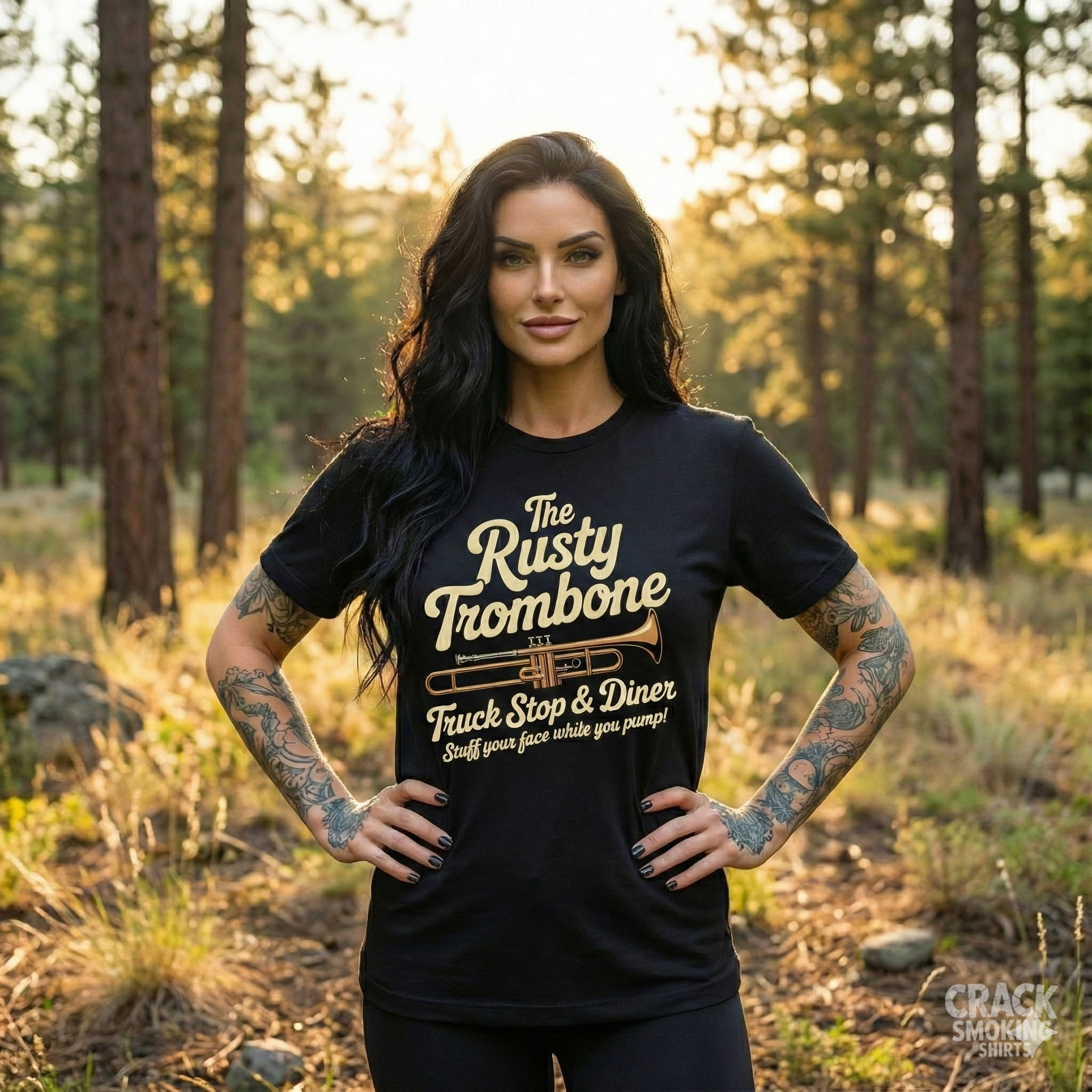 Rusty Trombone Truck Stop &amp; Diner – Funny Dirty Innuendo Unisex T-Shirt product thumbnail image