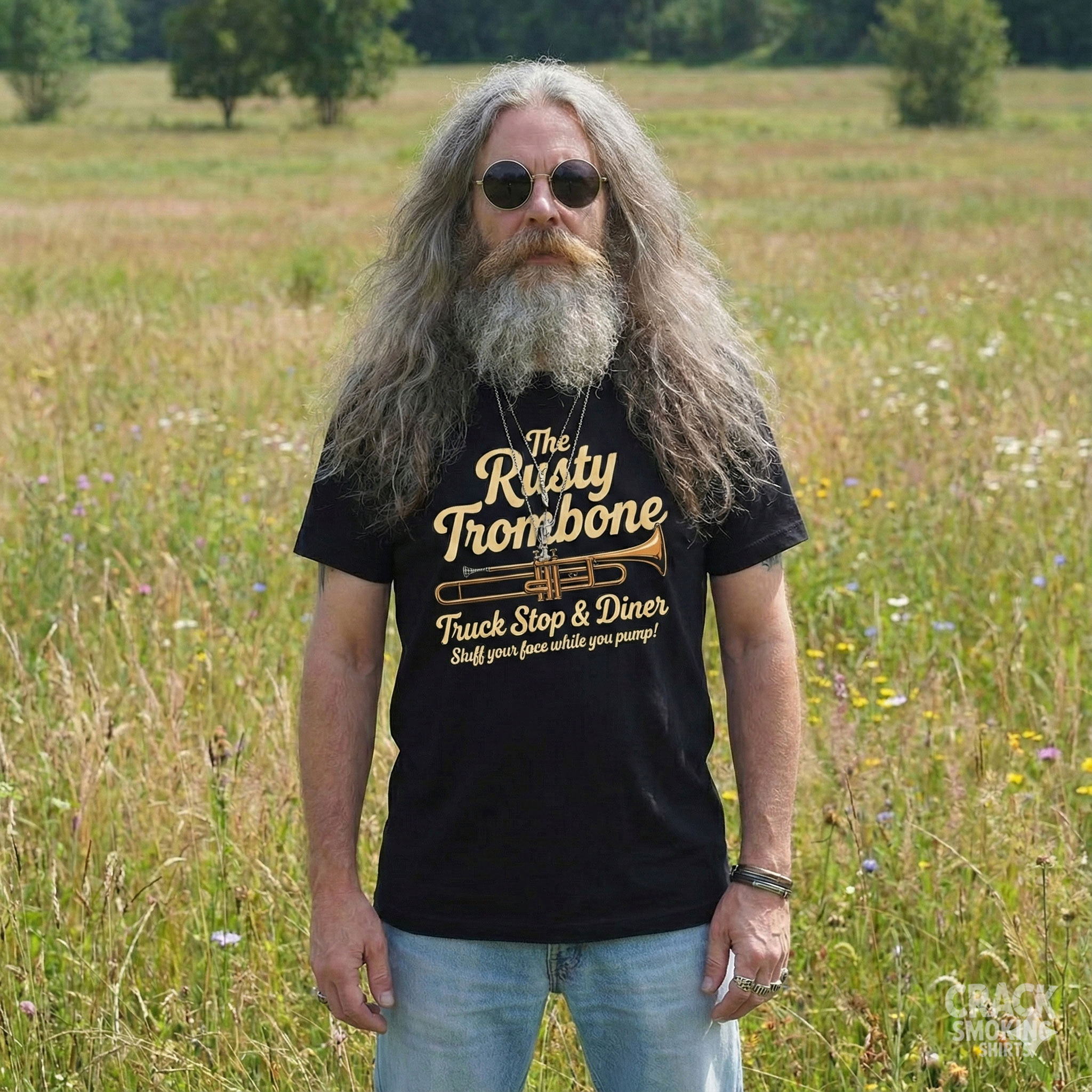 Rusty Trombone Truck Stop &amp; Diner – Funny Dirty Innuendo Unisex T-Shirt product thumbnail image