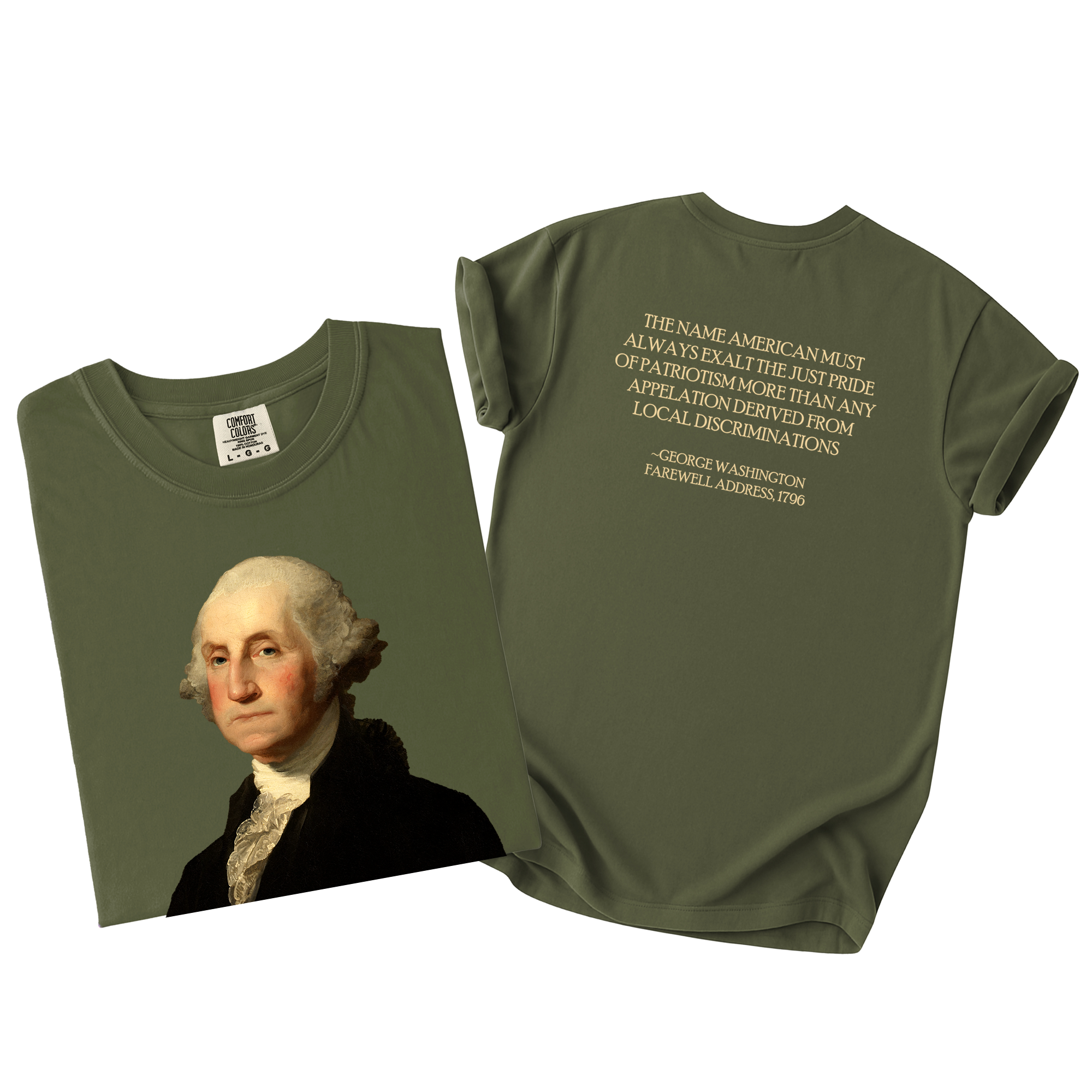 George Washington Founders Collection Portrait T-Shirt – Farewell Address Quote Back  product thumbnail image
