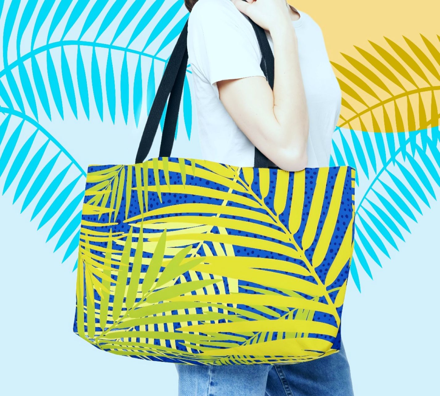 Tropical Palm Leaf Weekender Tote Bag 