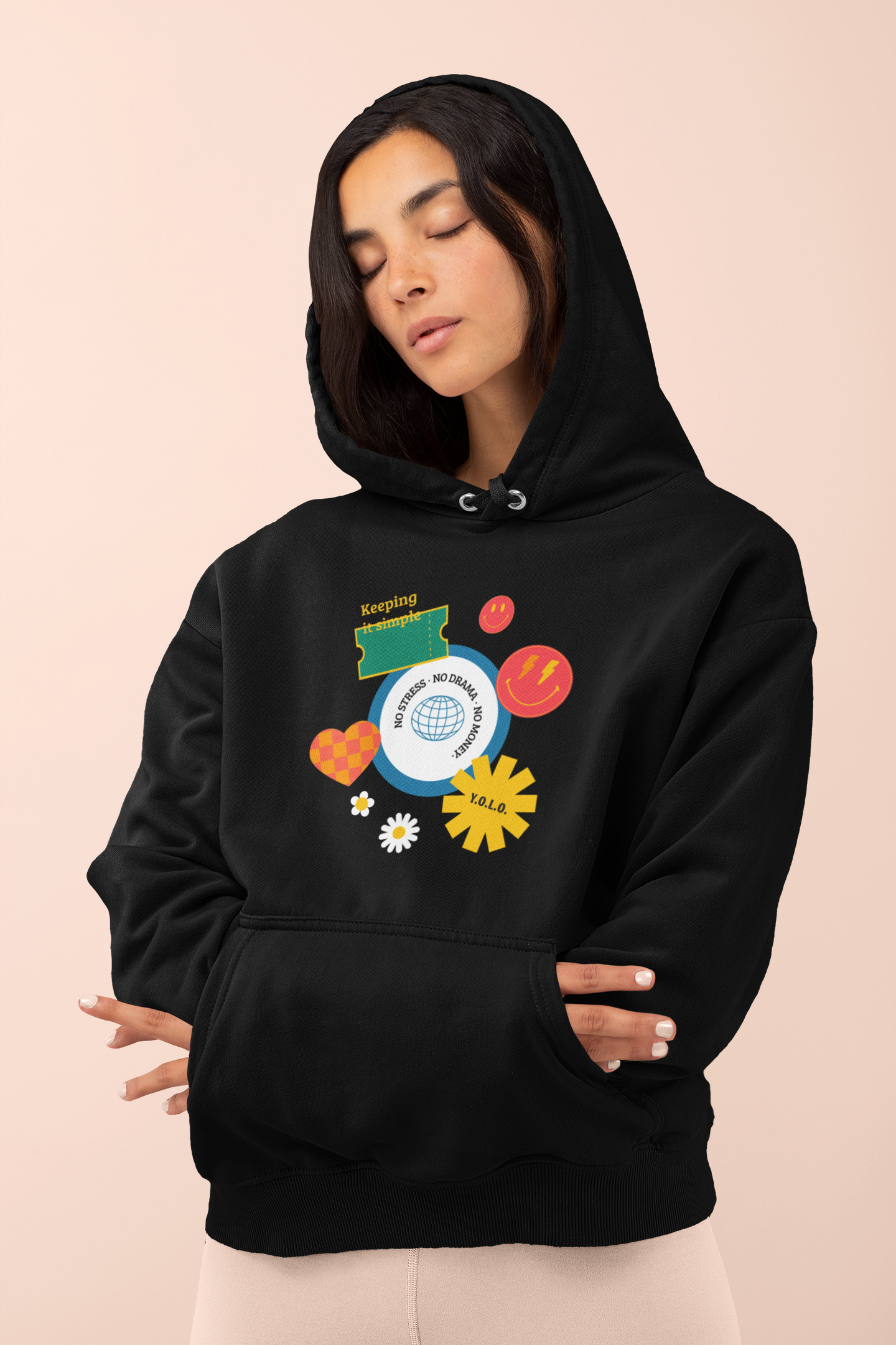 Minimal Floral Target Hoodie — Organic Relaxed Pullover product thumbnail image Minimal Floral Target Hoodie — Organic Relaxed Pullover product thumbnail image