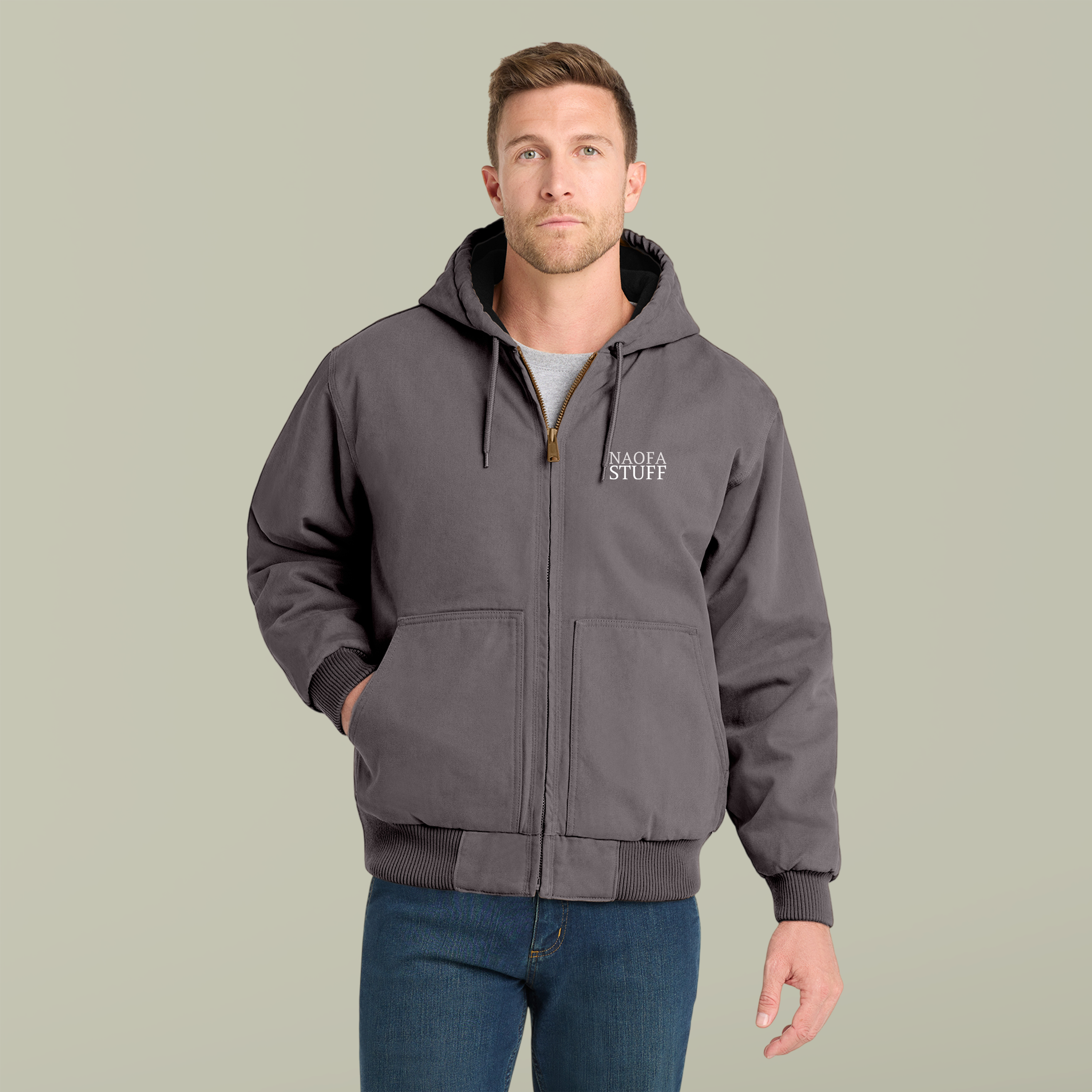 Men's Duck Cloth Work Jacket - Embroidered Hooded Zip-Up (Carhartt-Style, Durable Workwear) Men's Duck Cloth Work Jacket - Embroidered Hooded Zip-Up (Carhartt-Style, Durable Workwear)