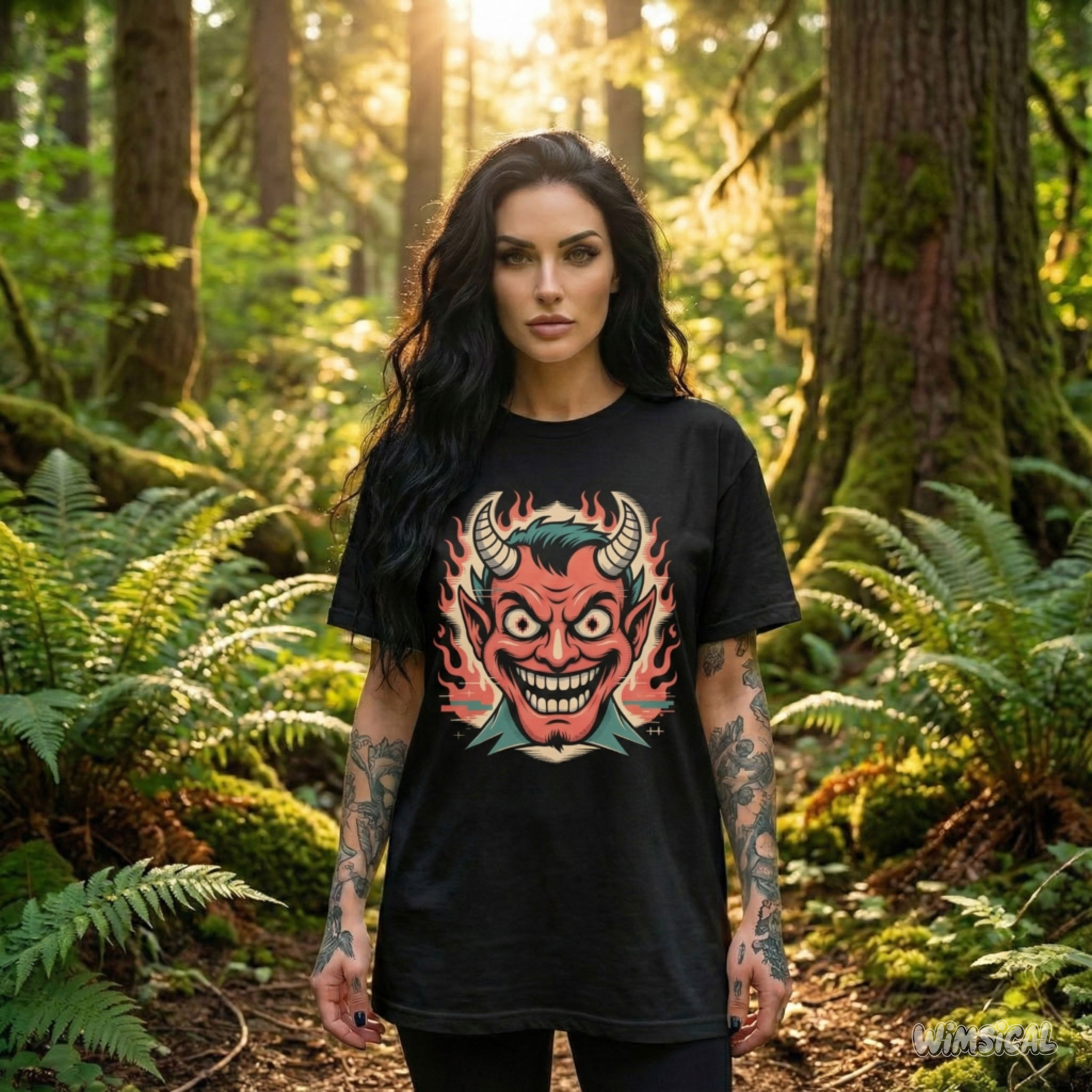 Smile from the Fire – Glitchy Devil Pixel Eyes Unisex T-Shirt product thumbnail image Smile from the Fire – Glitchy Devil Pixel Eyes Unisex T-Shirt product thumbnail image