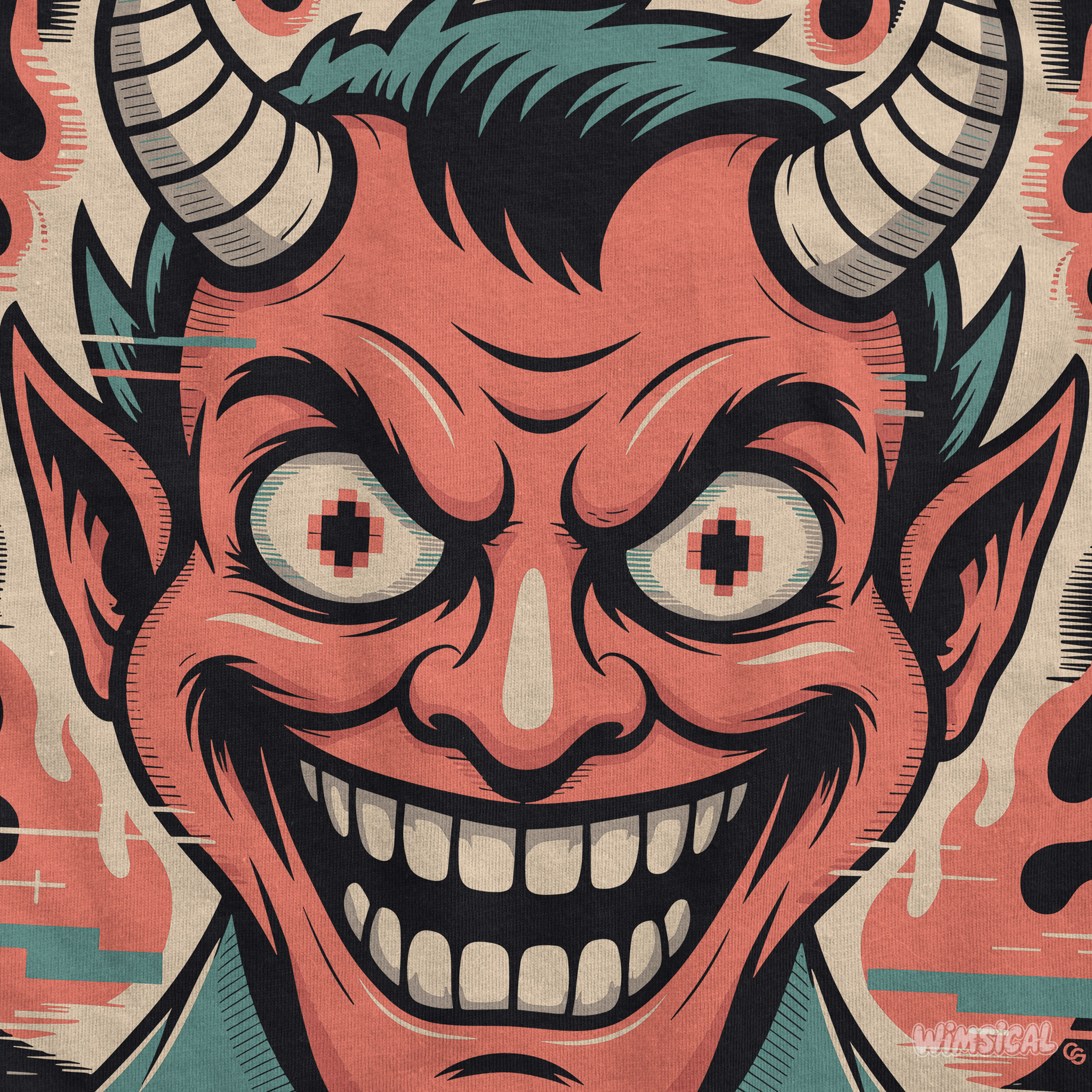 Smile from the Fire – Glitchy Devil Pixel Eyes Unisex T-Shirt product thumbnail image Smile from the Fire – Glitchy Devil Pixel Eyes Unisex T-Shirt product thumbnail image