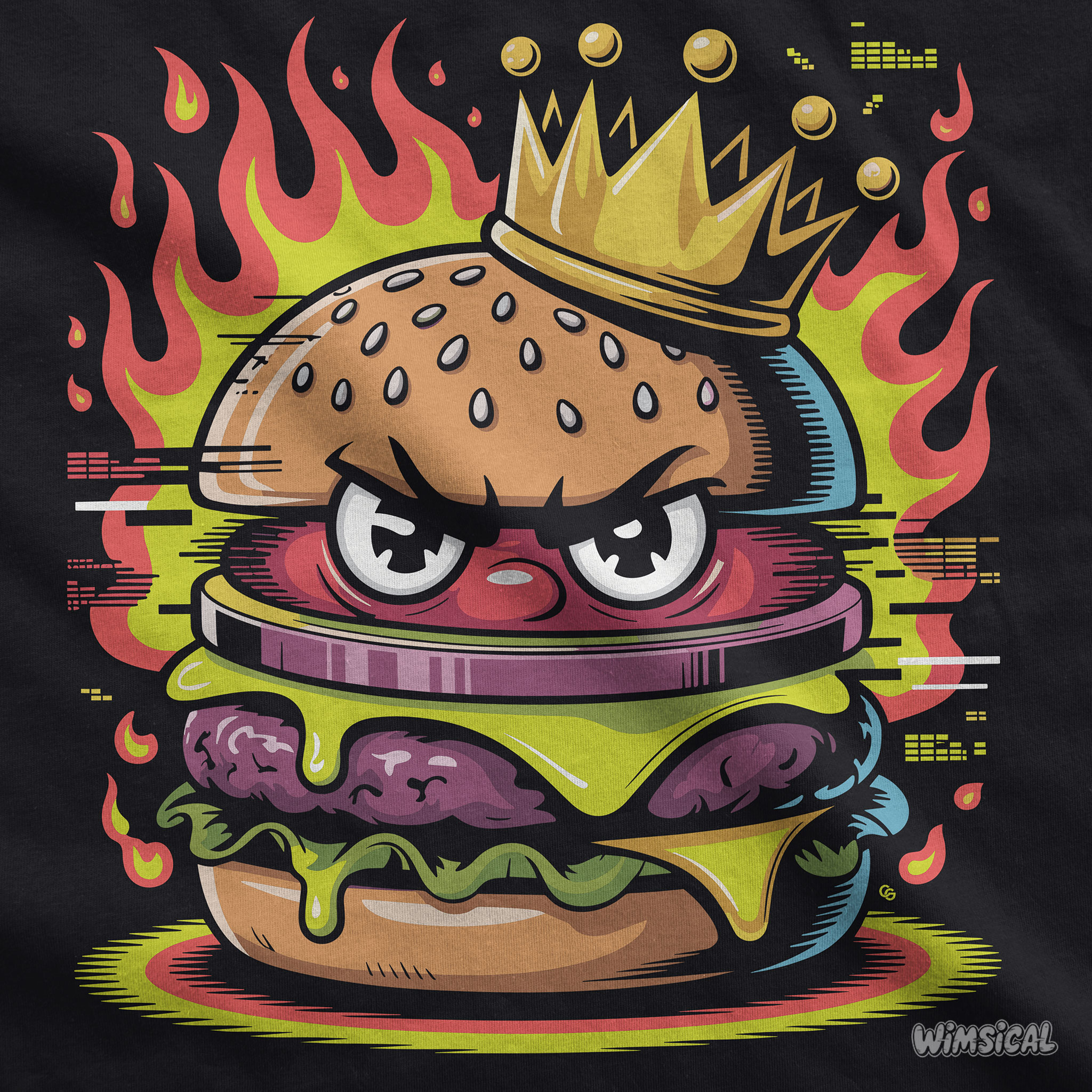 Burger Royalty – Angry Cheeseburger King with Crown & Flames Unisex T-Shirt product thumbnail image Burger Royalty – Angry Cheeseburger King with Crown & Flames Unisex T-Shirt product thumbnail image