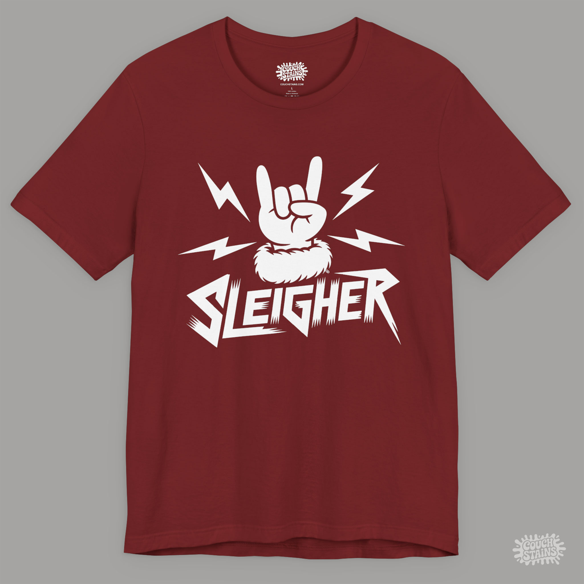 Sleigher – Metal Christmas Rock Hand Unisex T-Shirt product thumbnail image