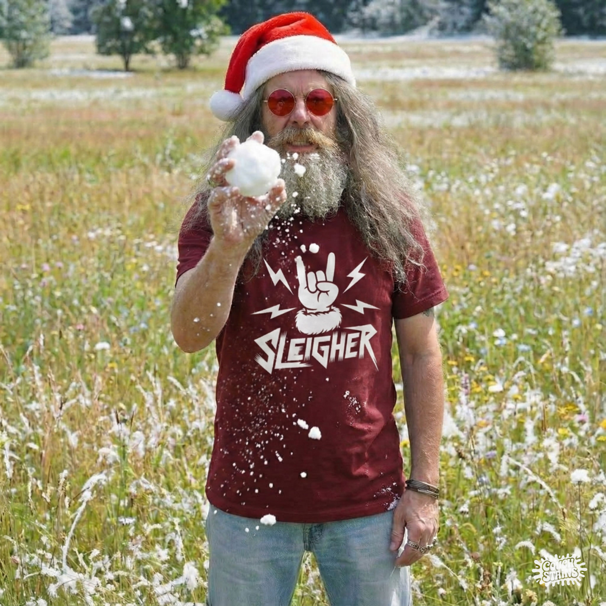 Sleigher – Metal Christmas Rock Hand Unisex T-Shirt product thumbnail image Sleigher – Metal Christmas Rock Hand Unisex T-Shirt product thumbnail image
