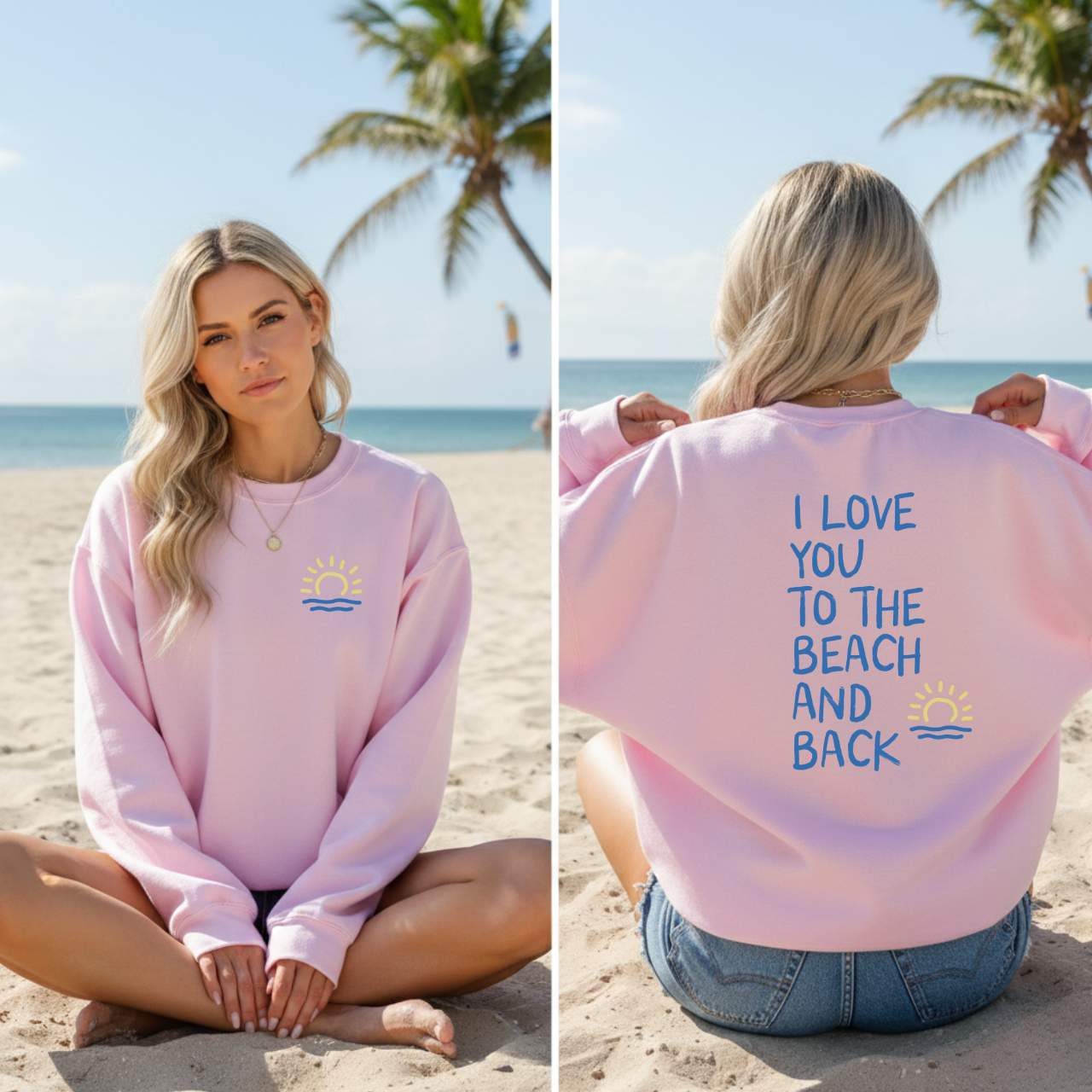 Pink Beachy Sweatshirt, I Love You to the Beach and Back, Coastal Crewneck, Summer Lovin Sweatshirt, Pastel Beach Sweater, Cute Beach Gifts product thumbnail image Pink Beachy Sweatshirt, I Love You to the Beach and Back, Coastal Crewneck, Summer Lovin Sweatshirt, Pastel Beach Sweater, Cute Beach Gifts product thumbnail image