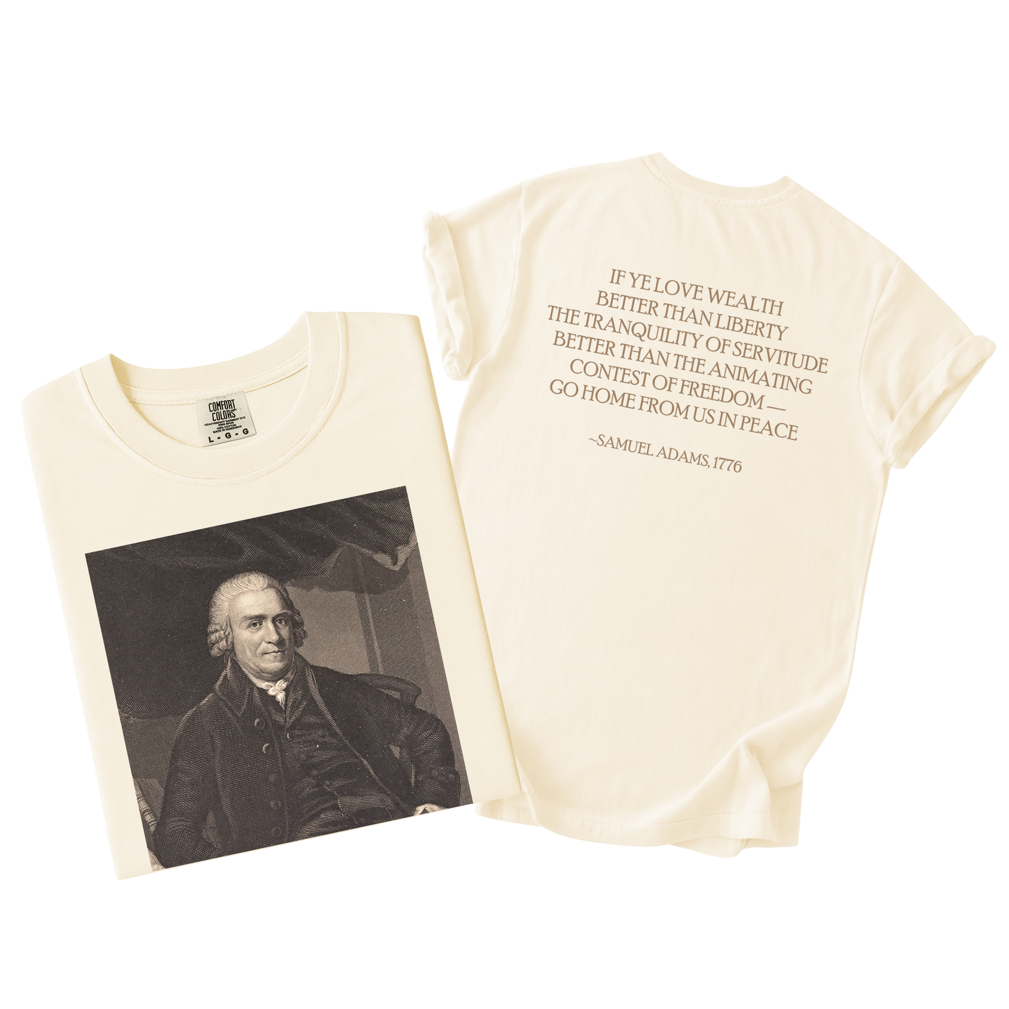 Samuel Adams Founders Collection Portrait Tee – 'If Ye Love Wealth Better Than Liberty' Back Samuel Adams Founders Collection Portrait Tee – 'If Ye Love Wealth Better Than Liberty' Back