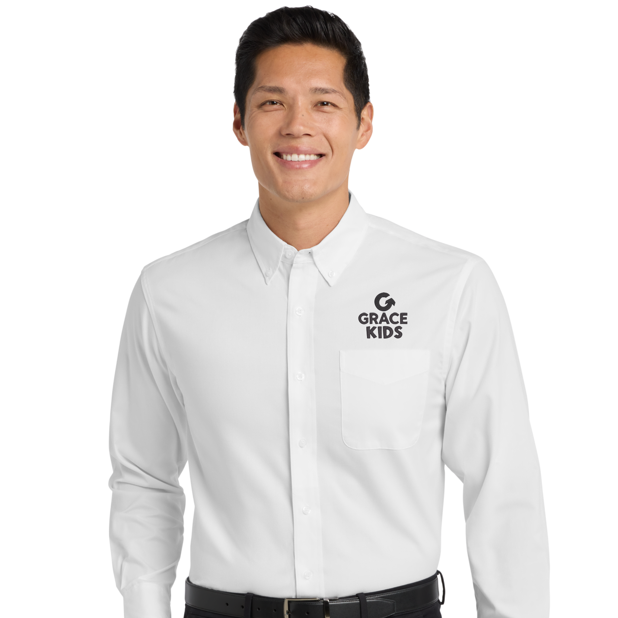 Embroidered Long Sleeve Shirt — Grace Kids Logo Pocket Polo product thumbnail image