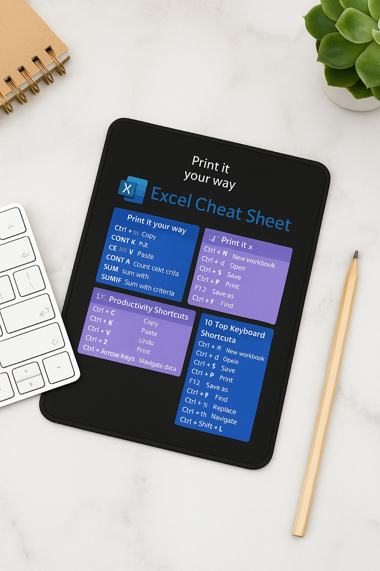 Personalized Cheat Sheet Desk Mat — Custom Mouse Pad with Quick Reference product thumbnail image