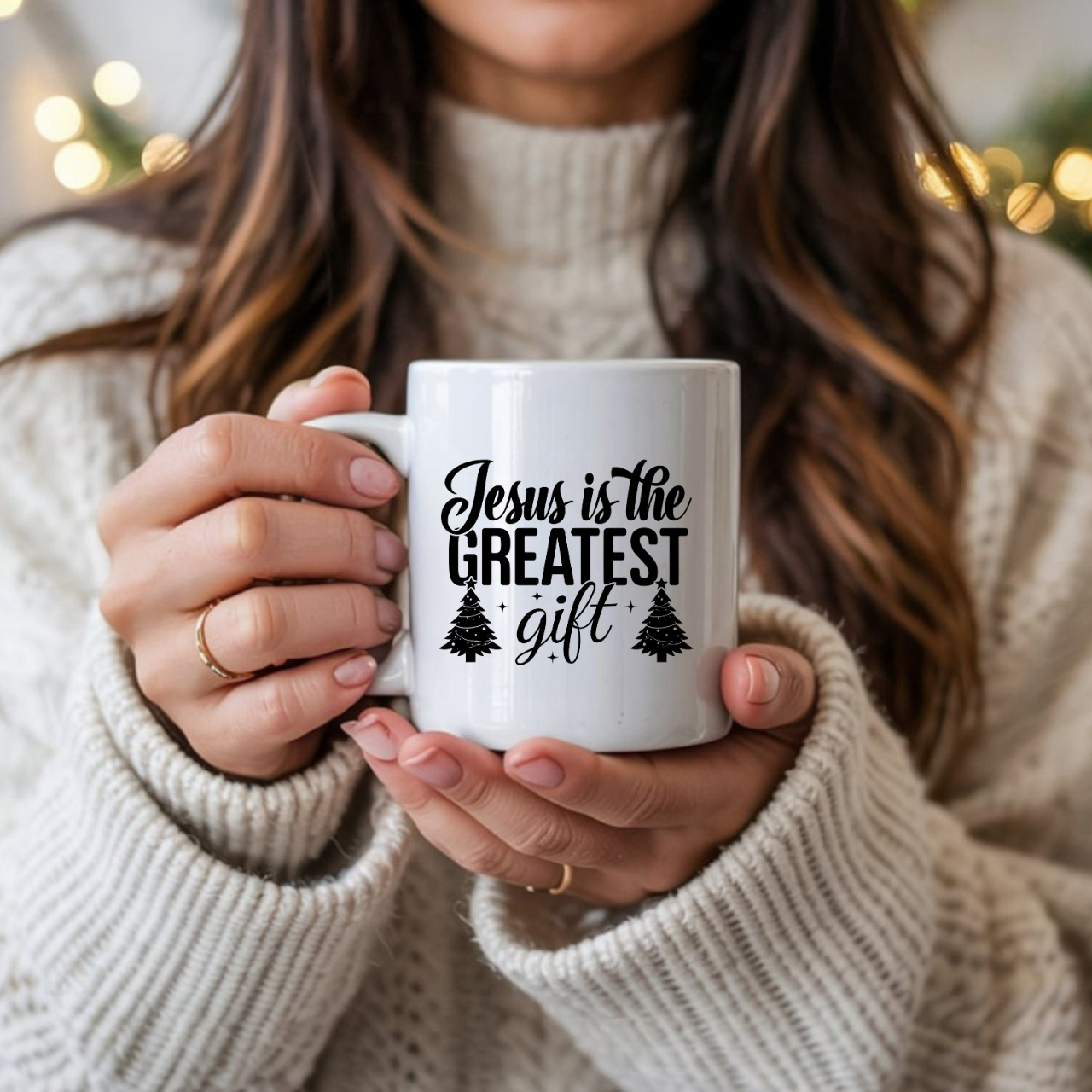 Jesus is the Greatest Gift Christian Winter Coffee Mug | Christmas Pine Design | Ceramic Christmas Mug Gift | 11oz 15oz product thumbnail image Jesus is the Greatest Gift Christian Winter Coffee Mug | Christmas Pine Design | Ceramic Christmas Mug Gift | 11oz 15oz product thumbnail image