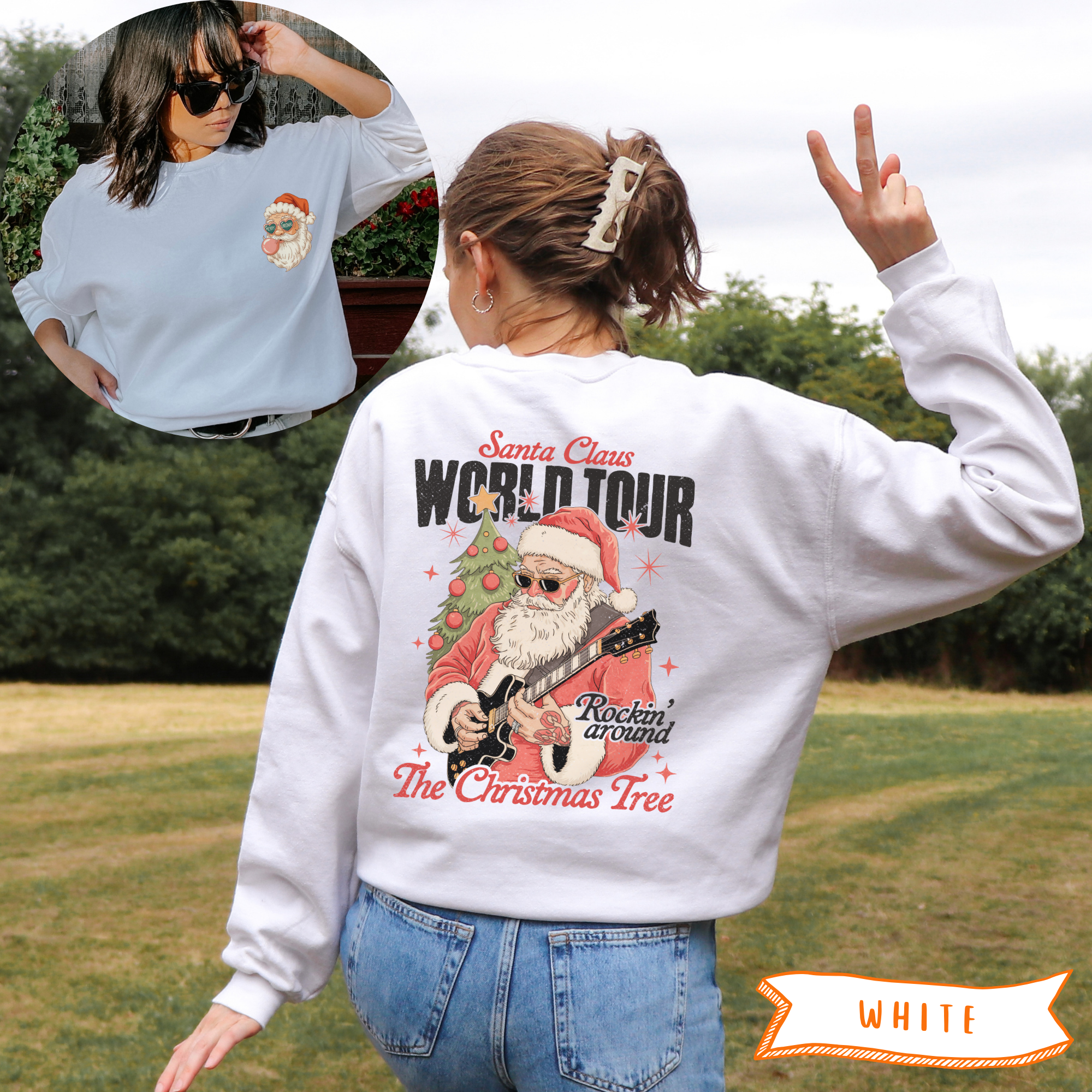 Retro Santa Claus World Tour 2-Sided Sweatshirt product thumbnail image