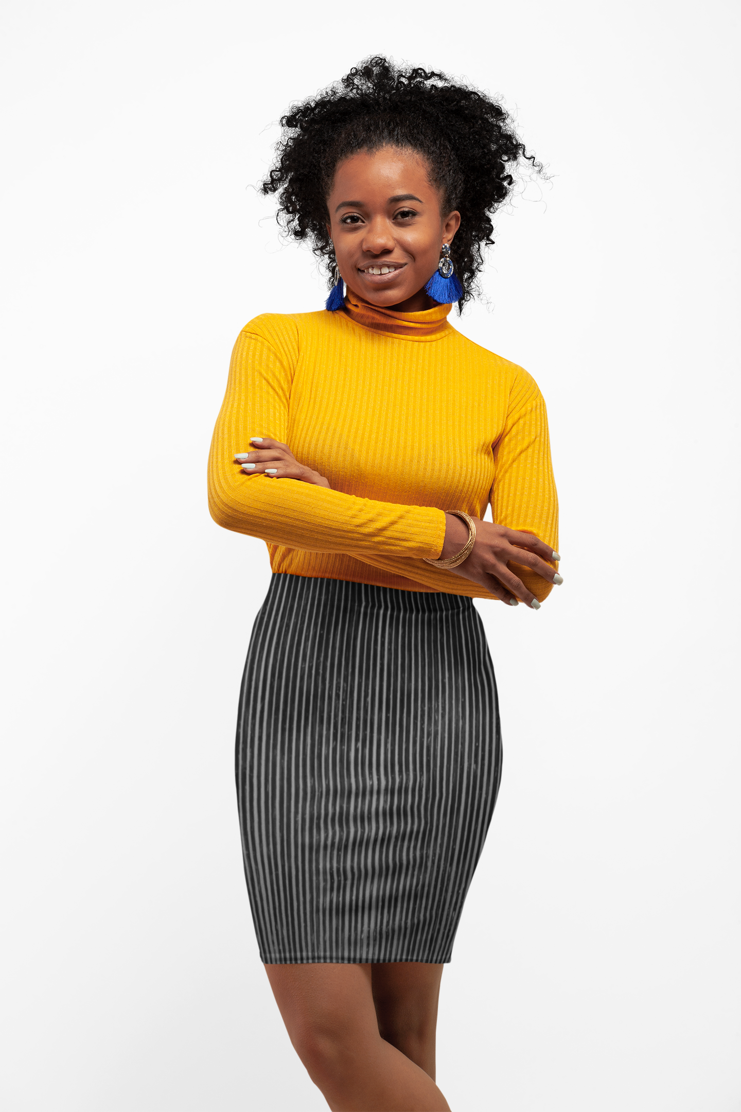 Striped Charcoal Pencil Skirt — Sleek Vertical Pinstripe Work &amp; Office Skirt product thumbnail image