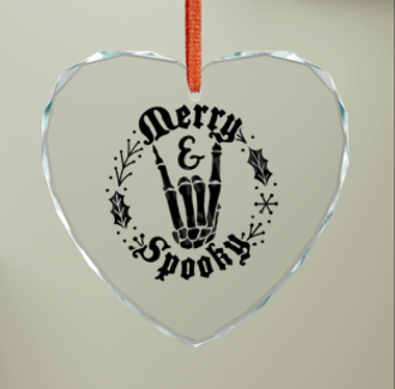 Crystal Glass Ornament — "Merry &amp; Spooky" Engraved Holiday Decoration product thumbnail image